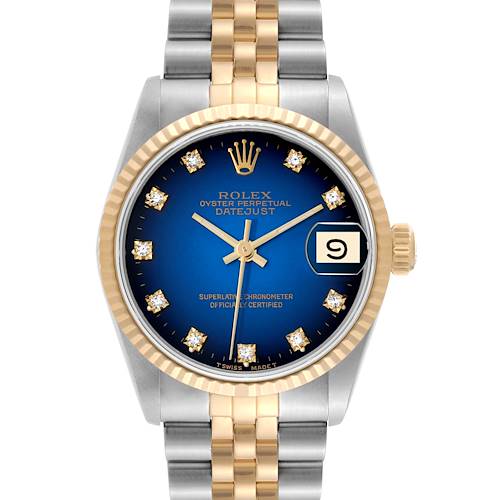 Photo of Rolex Datejust Midsize Steel Yellow Gold Vignette Diamond Dial Ladies Watch 68273