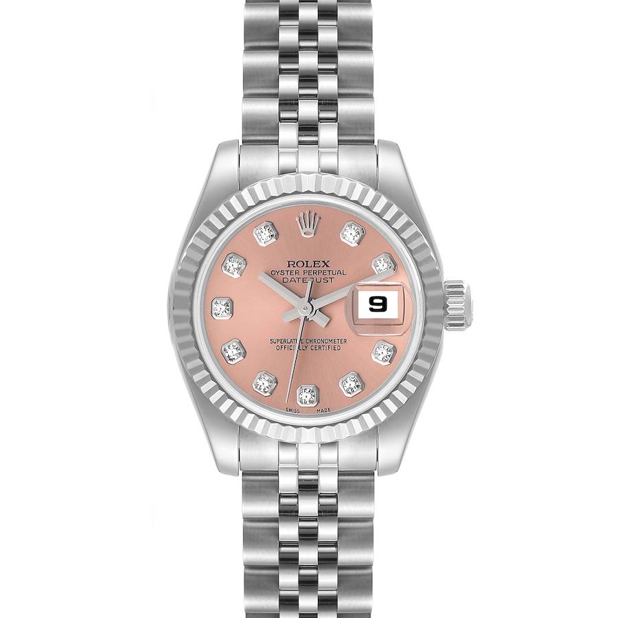 Rolex Datejust Steel White Gold Pink Diamond Dial Ladies Watch 179174 SwissWatchExpo