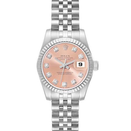 Photo of Rolex Datejust Steel White Gold Pink Diamond Dial Ladies Watch 179174