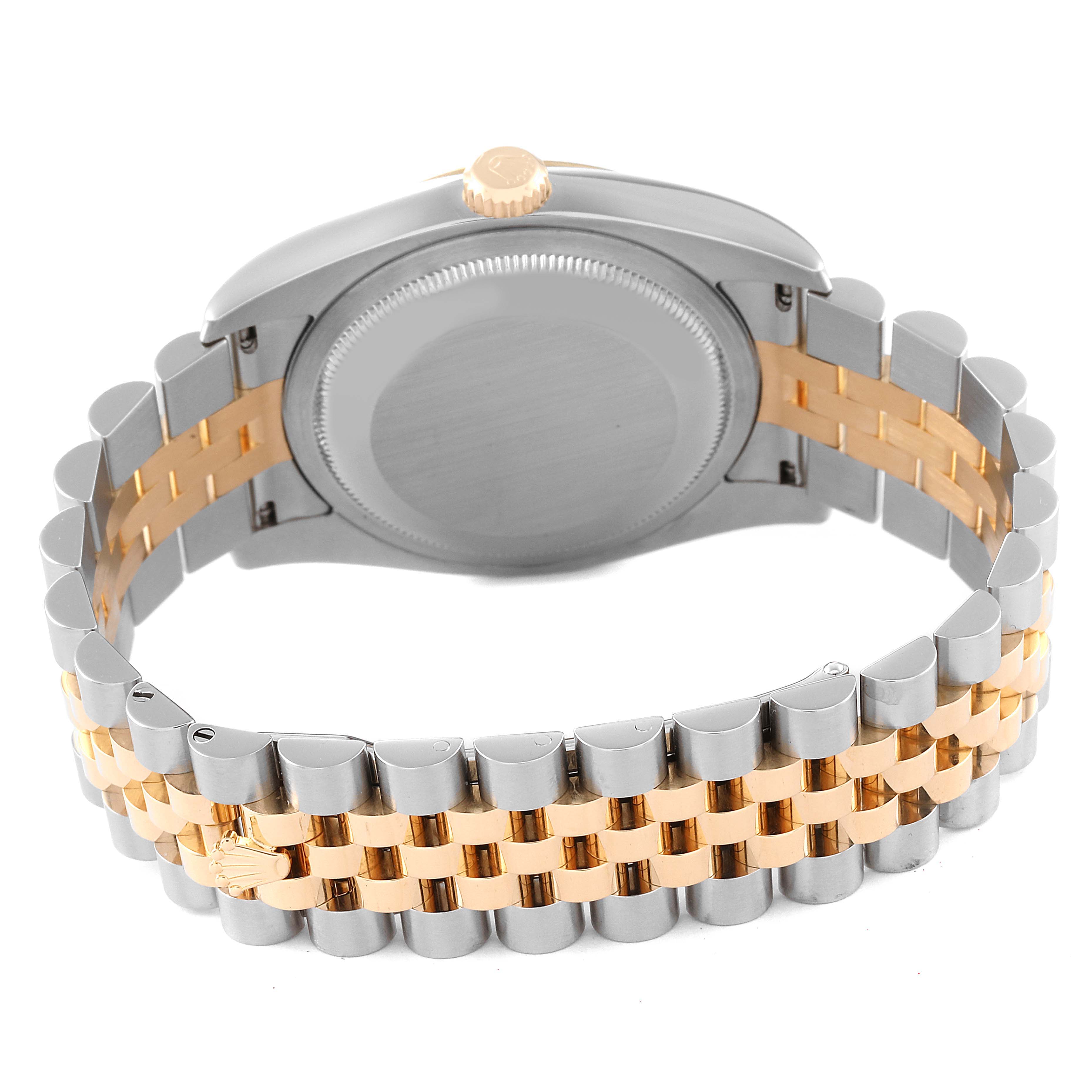 This image shows the back case and bracelet of a Rolex Datejust 116233 Men's Steel and Gold (two tone) Beige Dial 116233 Men's Steel and Gold (two tone) Beige Dial watch, viewed from behind.