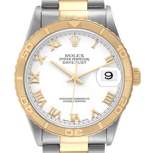 Photo of Rolex Datejust Turnograph Steel Yellow Gold White Dial Watch 16263 Box Papers