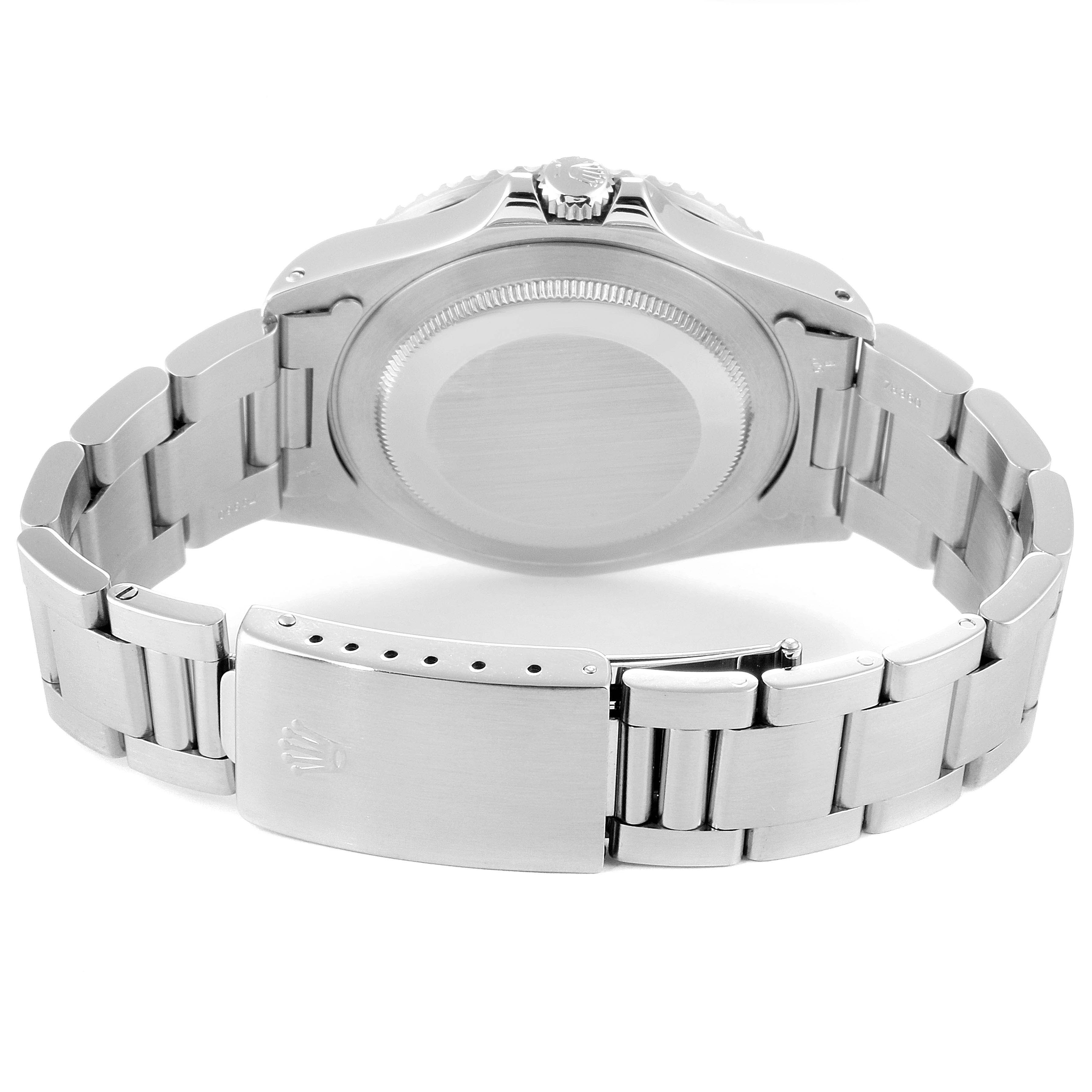 This image shows the back case and bracelet clasp of a Rolex GMT-Master 16700 Men
s Stainless Steel Black Dial 16700 Men
s Stainless Steel Black Dial watch from a rear angle.