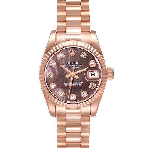 Photo of Rolex President Rose Gold Mother of Pearl Diamond Ladies Watch 179175