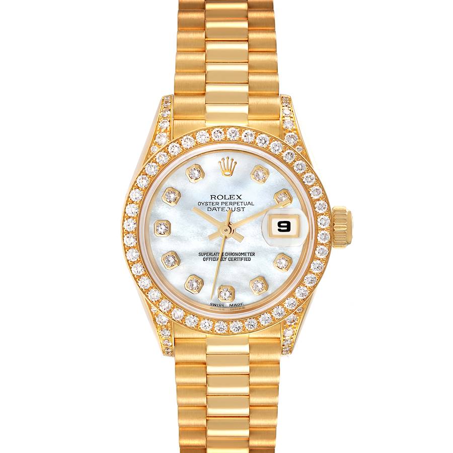 Rolex President  Yellow Gold Mother of Pearl Diamond Ladies Watch 69158 SwissWatchExpo