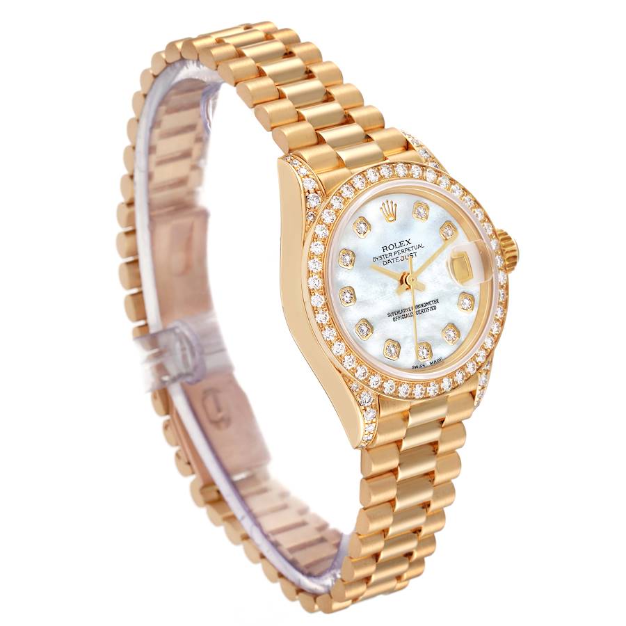 Rolex Datejust President 179178 18k Yellow Gold Factory Diamond Mother Of  Pearl Dial