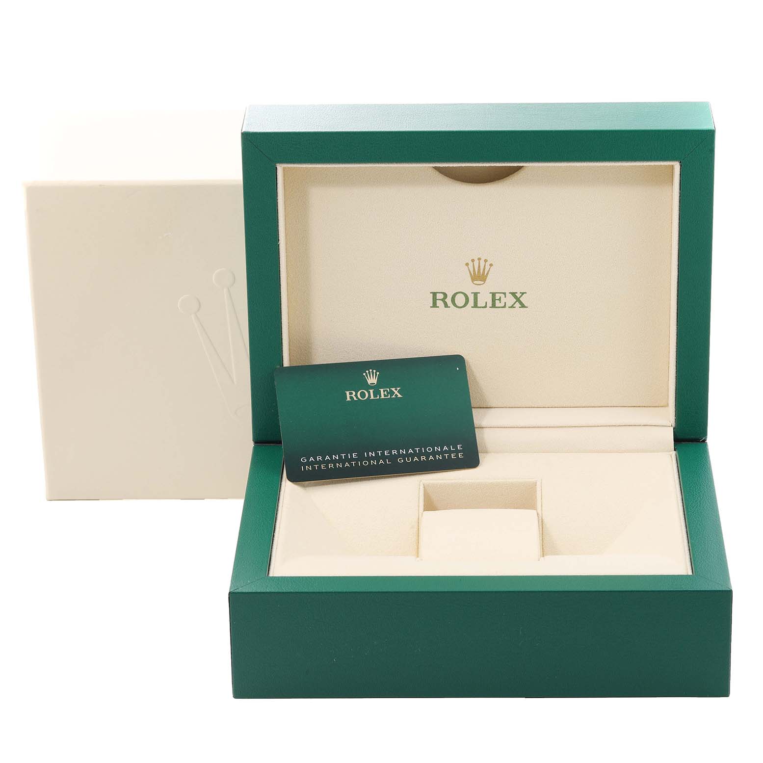 The image shows the open box and guarantee card of a Rolex Sea-Dweller 126603 Men's Steel and Gold (two tone) Black Dial 126603 Men's Steel and Gold (two tone) Black Dial watch.