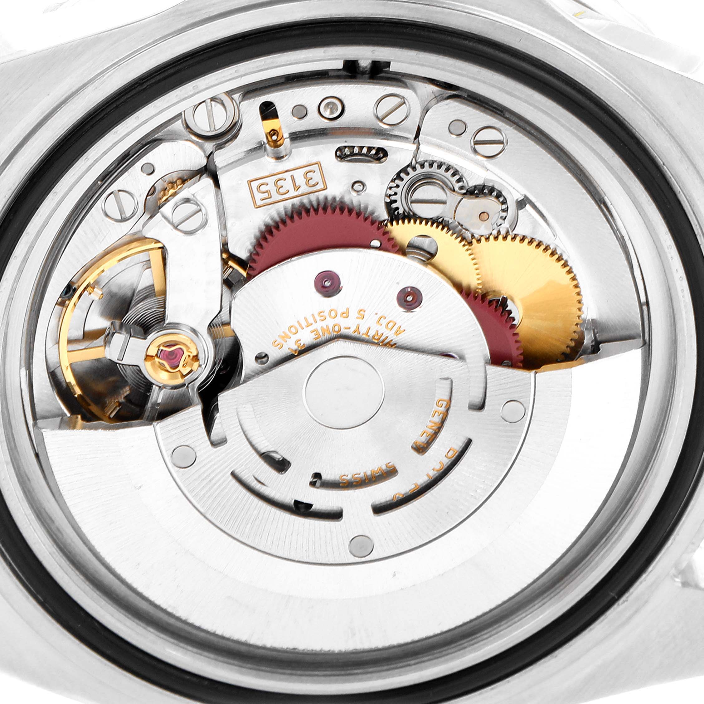 This image shows the internal movement mechanism of a Rolex Submariner 16610 Men
s Stainless Steel Black Dial 16610 Men
s Stainless Steel Black Dial watch from a rear angle.