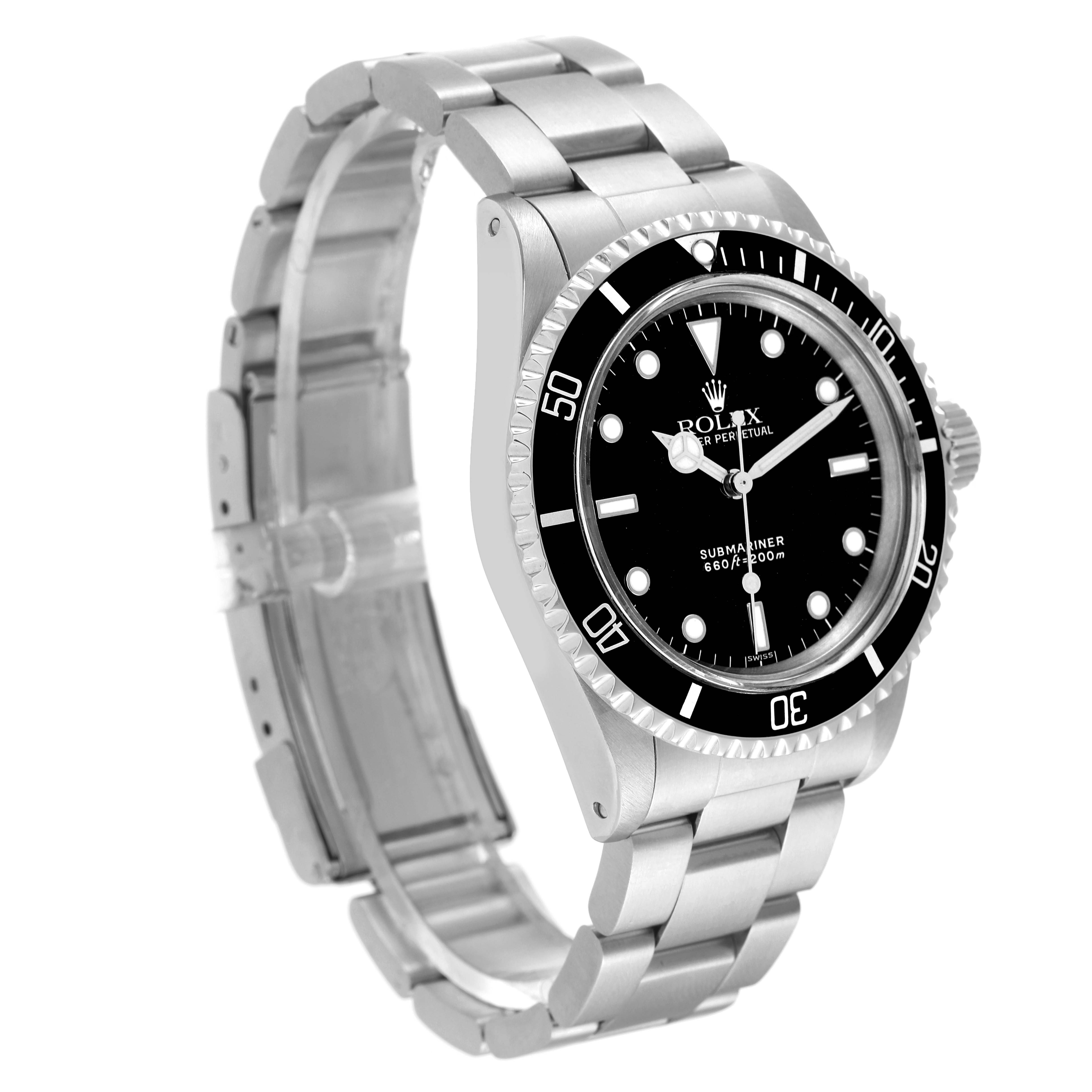 The image shows a Rolex Submariner 5513 Men
s Stainless Steel Black Dial 5513 Men
s Stainless Steel Black Dial watch at a three-quarter angle, highlighting its bezel, dial, and bracelet.