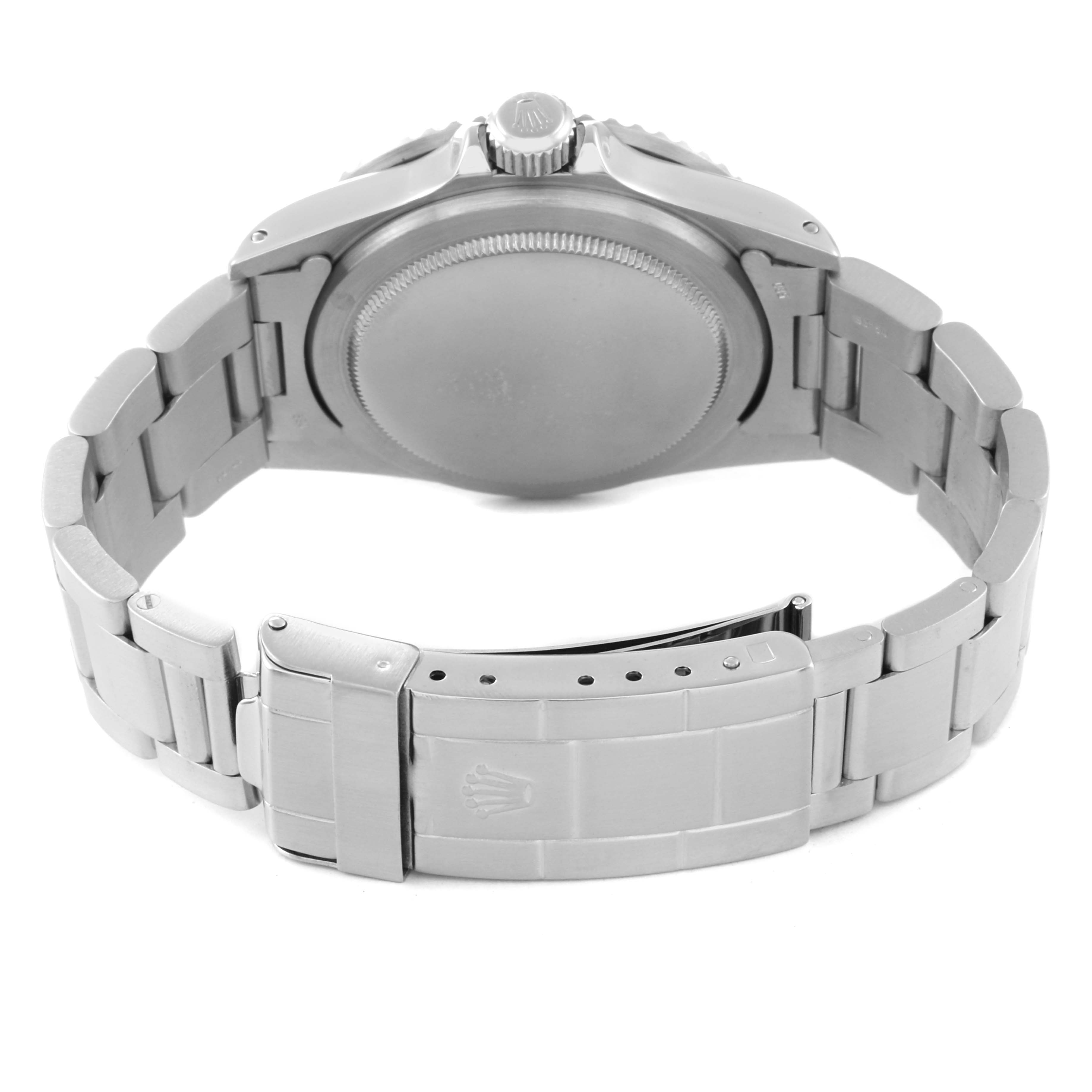 This image shows the back case and metal bracelet of a Rolex Submariner 5513 Men
s Stainless Steel Black Dial 5513 Men
s Stainless Steel Black Dial watch, including the clasp.