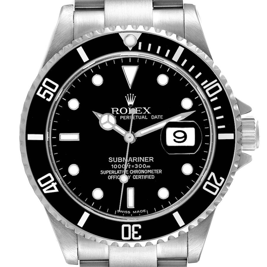 Rolex Submariner Date 40mm Black Dial Steel Mens Watch 16610 Box Papers SwissWatchExpo