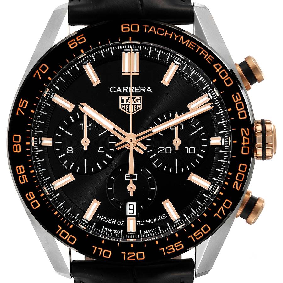 Tag Heuer Carrera Chronograph Steel Rose Gold Mens Watch CBN2A5A Box Card SwissWatchExpo