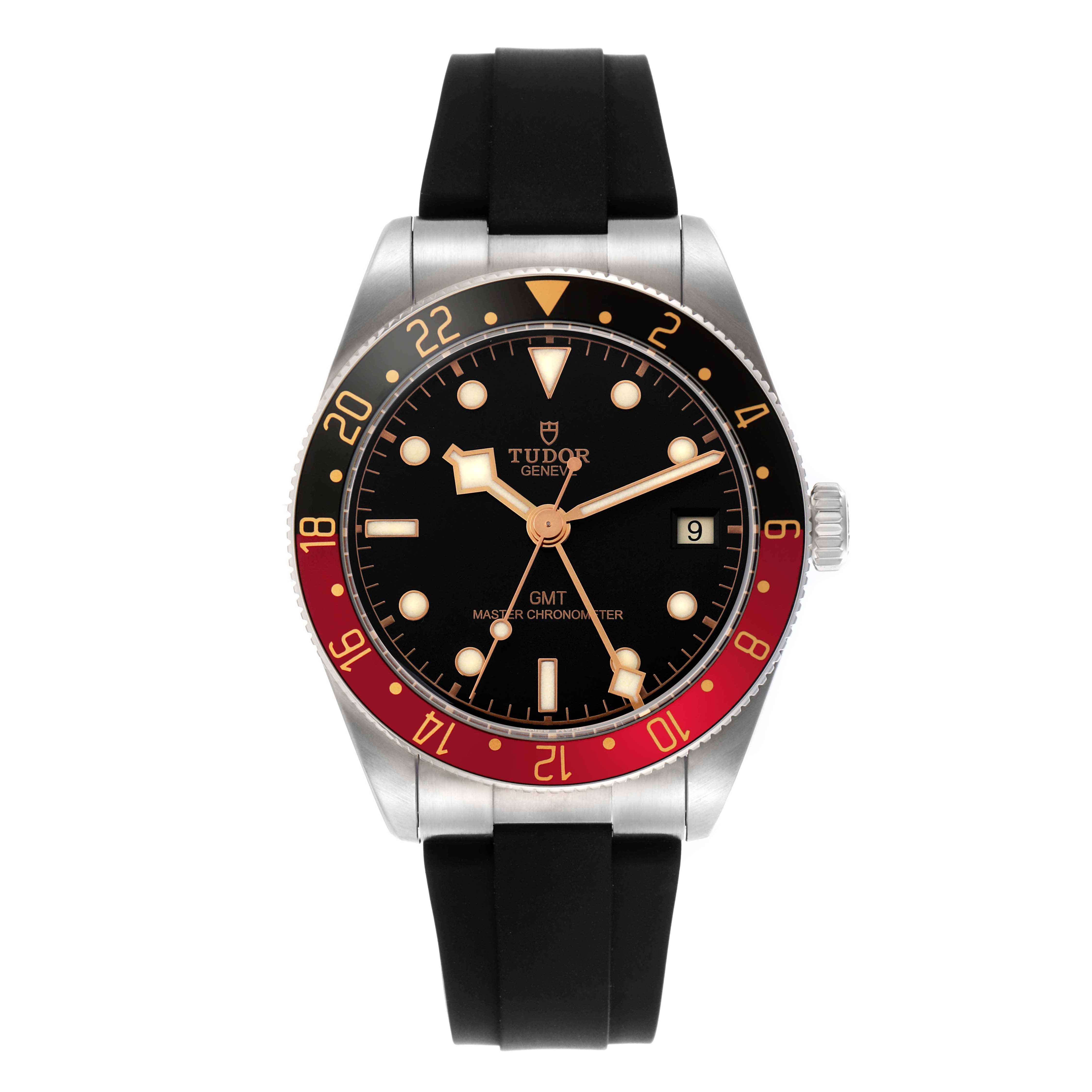The Tudor Heritage Black Bay M7939G1A0NRU-0002 Men
s Stainless Steel Black Dial M7939G1A0NRU-0002 Men
s Stainless Steel Black Dial watch is shown from a front angle, displaying the dial, bezel, and strap.
