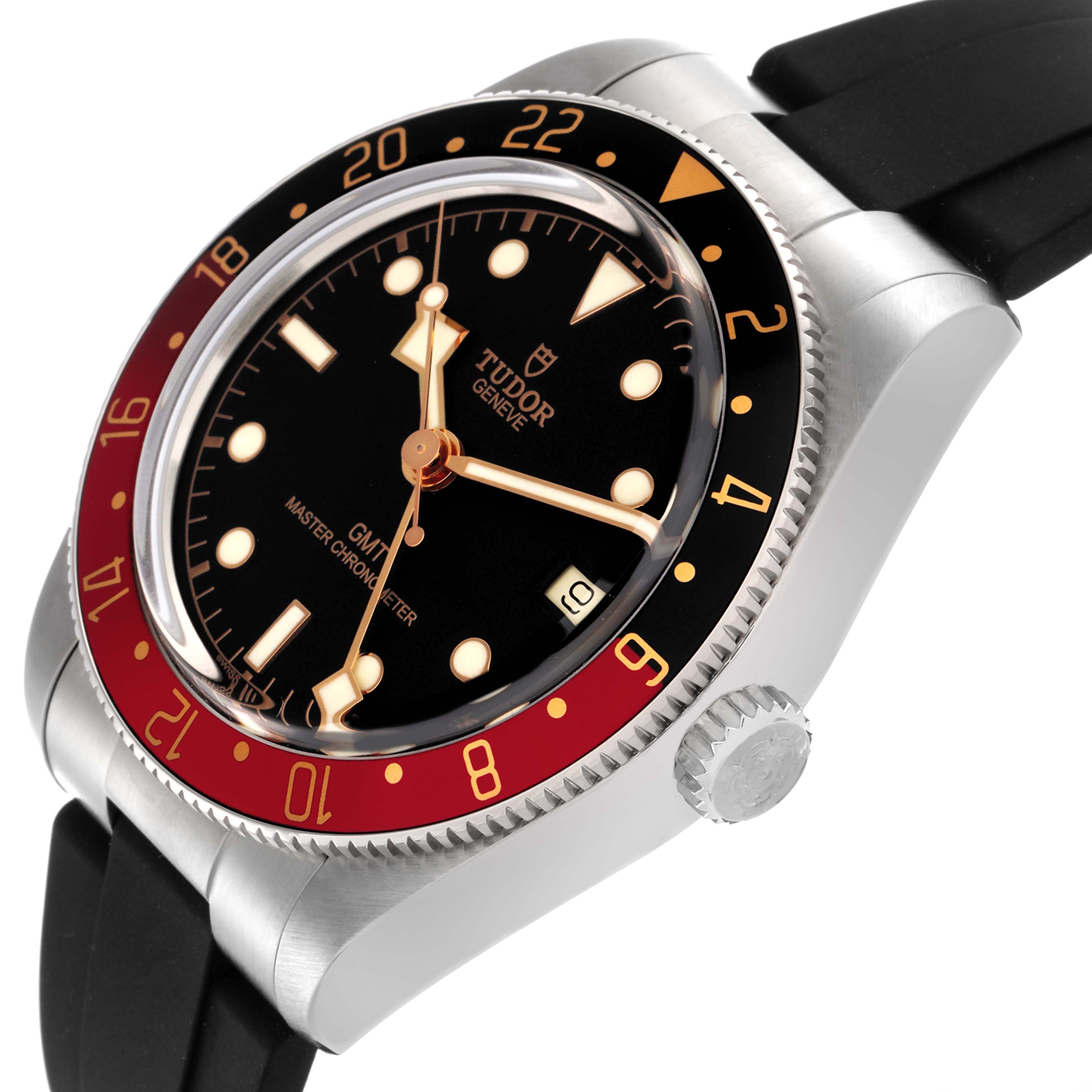 The Tudor Heritage Black Bay M7939G1A0NRU-0002 Men
s Stainless Steel Black Dial M7939G1A0NRU-0002 Men
s Stainless Steel Black Dial watch is shown at a slight angle, highlighting the bezel, dial, crown, and case.