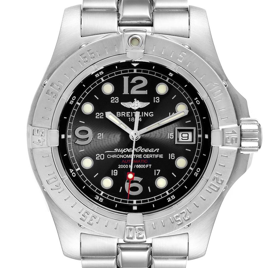 Breitling Superocean Steelfish Black Dial Mens Watch A17390 Box Papers SwissWatchExpo