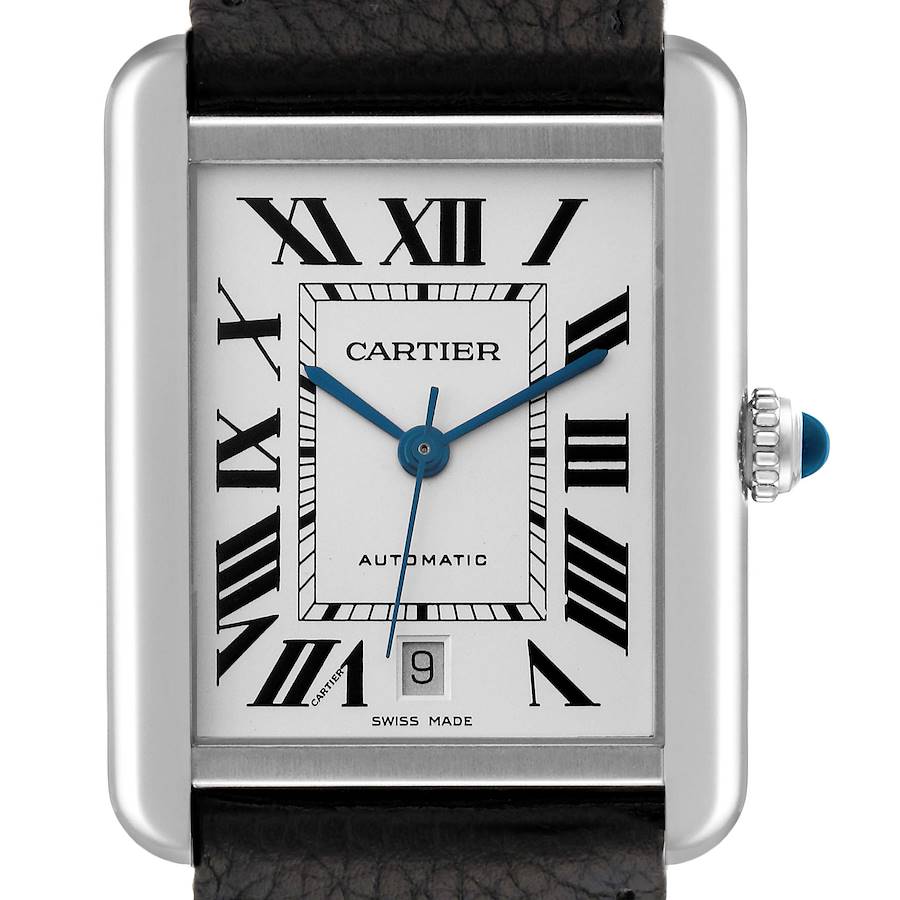 Cartier Tank Solo XL Automatic Silver Dial Steel Mens Watch W5200027 SwissWatchExpo