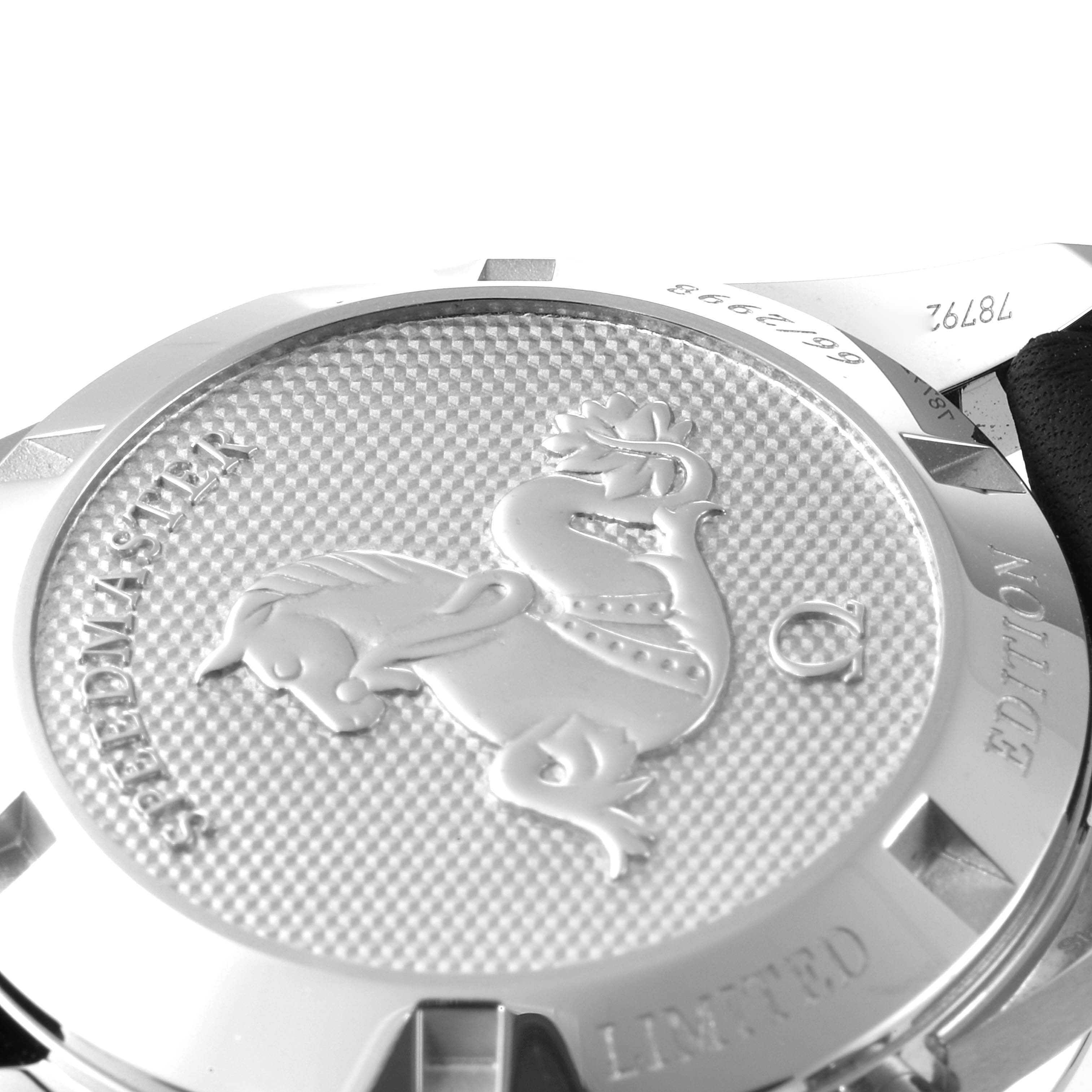 This image shows the case back of an Omega Speedmaster 311.32.40.30.02.001 Men's Stainless Steel Silver Dial 311.32.40.30.02.001 Men's Stainless Steel Silver Dial watch, featuring the engraved design and inscription.