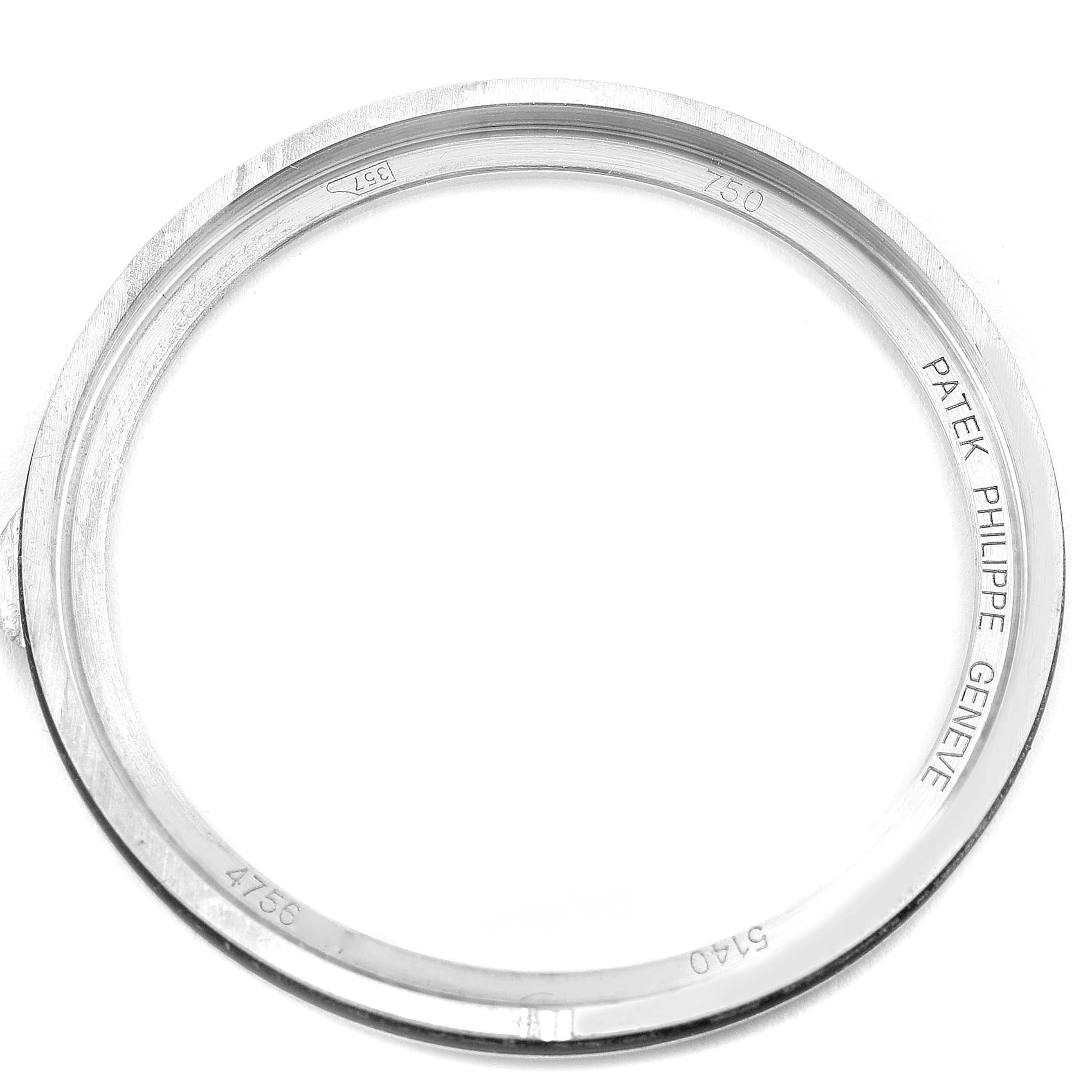 The image shows a bezel from a Patek Philippe Calatrava 5140G-001 Men's White Gold Silver Dial 5140G-001 Men's White Gold Silver Dial watch, viewed from a top-down angle.