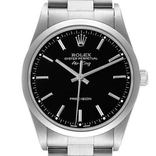 Photo of Rolex Air King 34mm Black Dial Smooth Bezel Steel Mens Watch 14000
