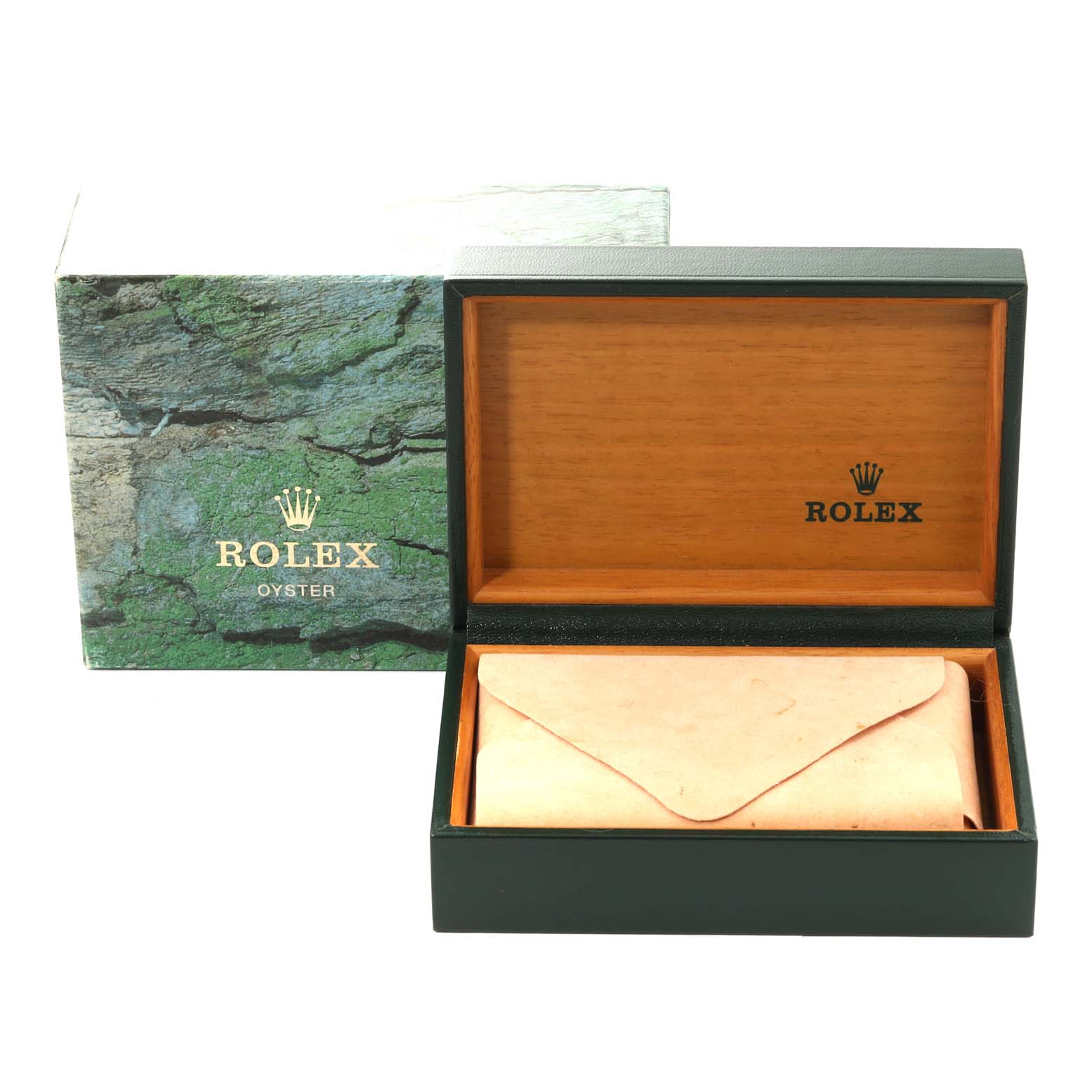 The image shows the packaging box for a Rolex Air-King 14000M Men's Stainless Steel Blue Dial 14000M Men's Stainless Steel Blue Dial, featuring the exterior box and an open inner box.