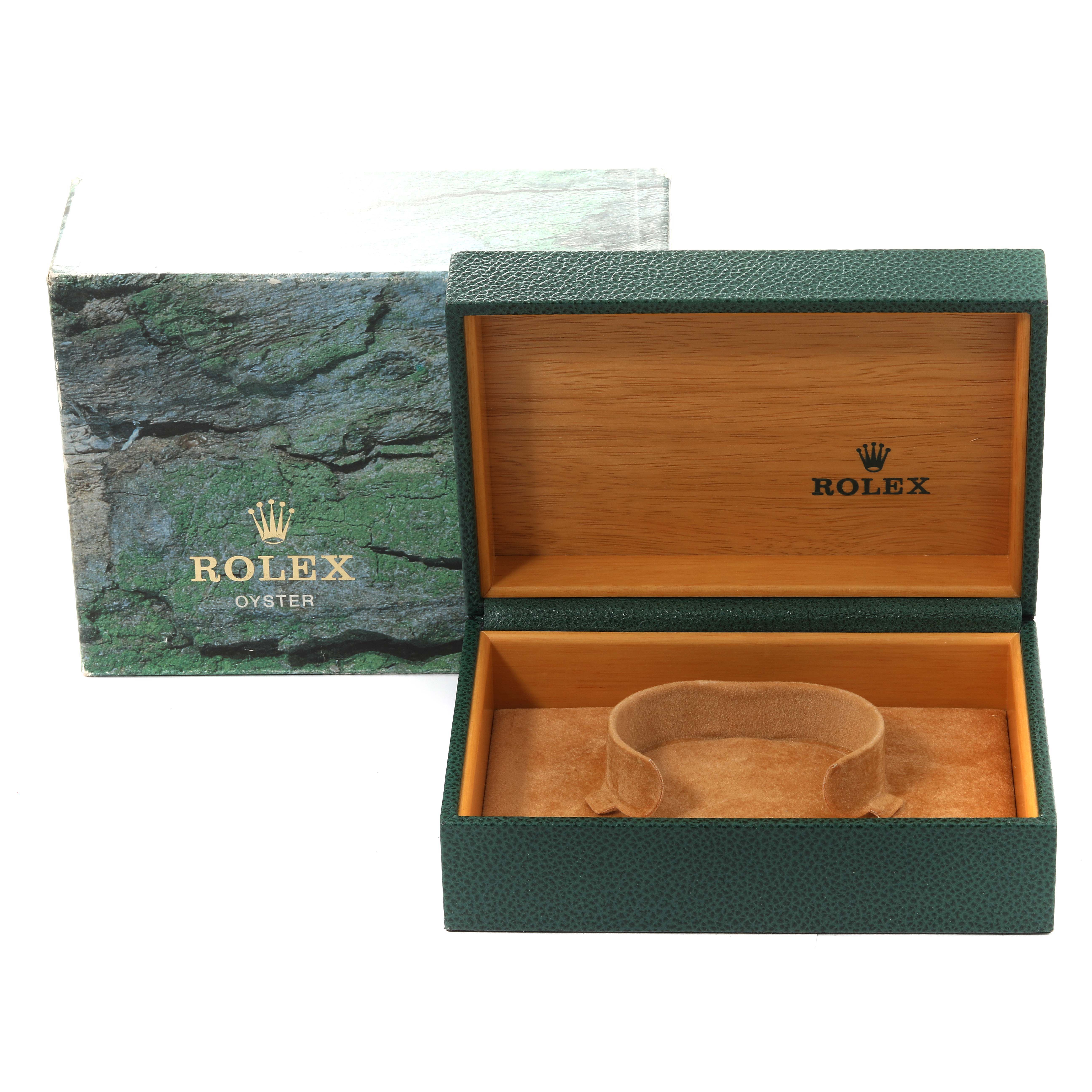 This image shows the open box and outer packaging for a Rolex Air-King 14010 Men's Stainless Steel White Dial 14010 Men's Stainless Steel White Dial watch, with the box lid and interior clearly visible.