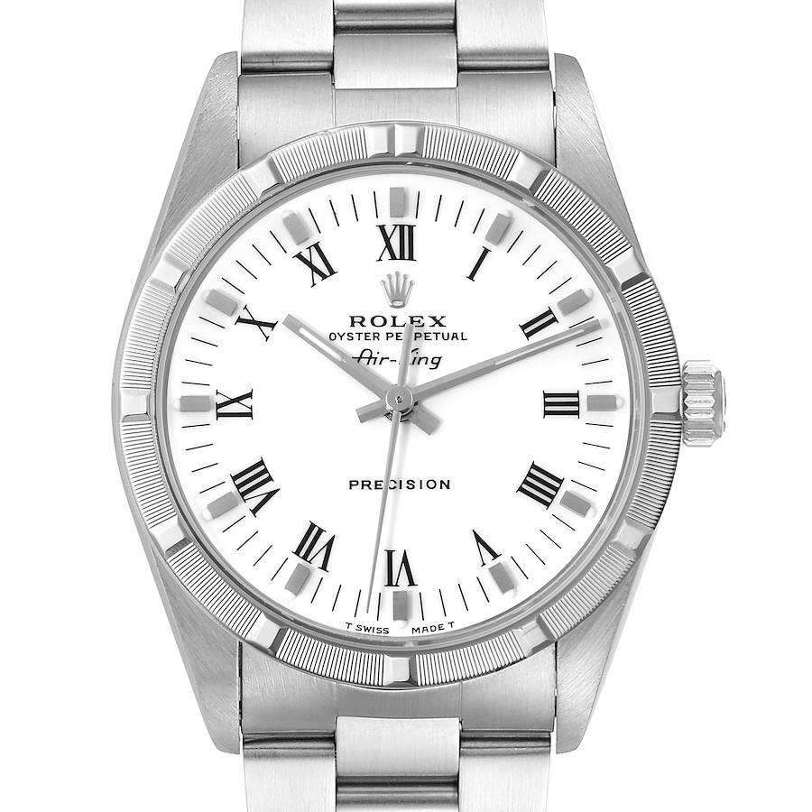 Rolex Air King 34mm White Roman Dial Steel Mens Watch 14010 SwissWatchExpo