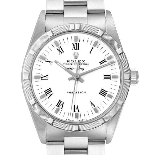 Photo of Rolex Air King 34mm White Roman Dial Steel Mens Watch 14010