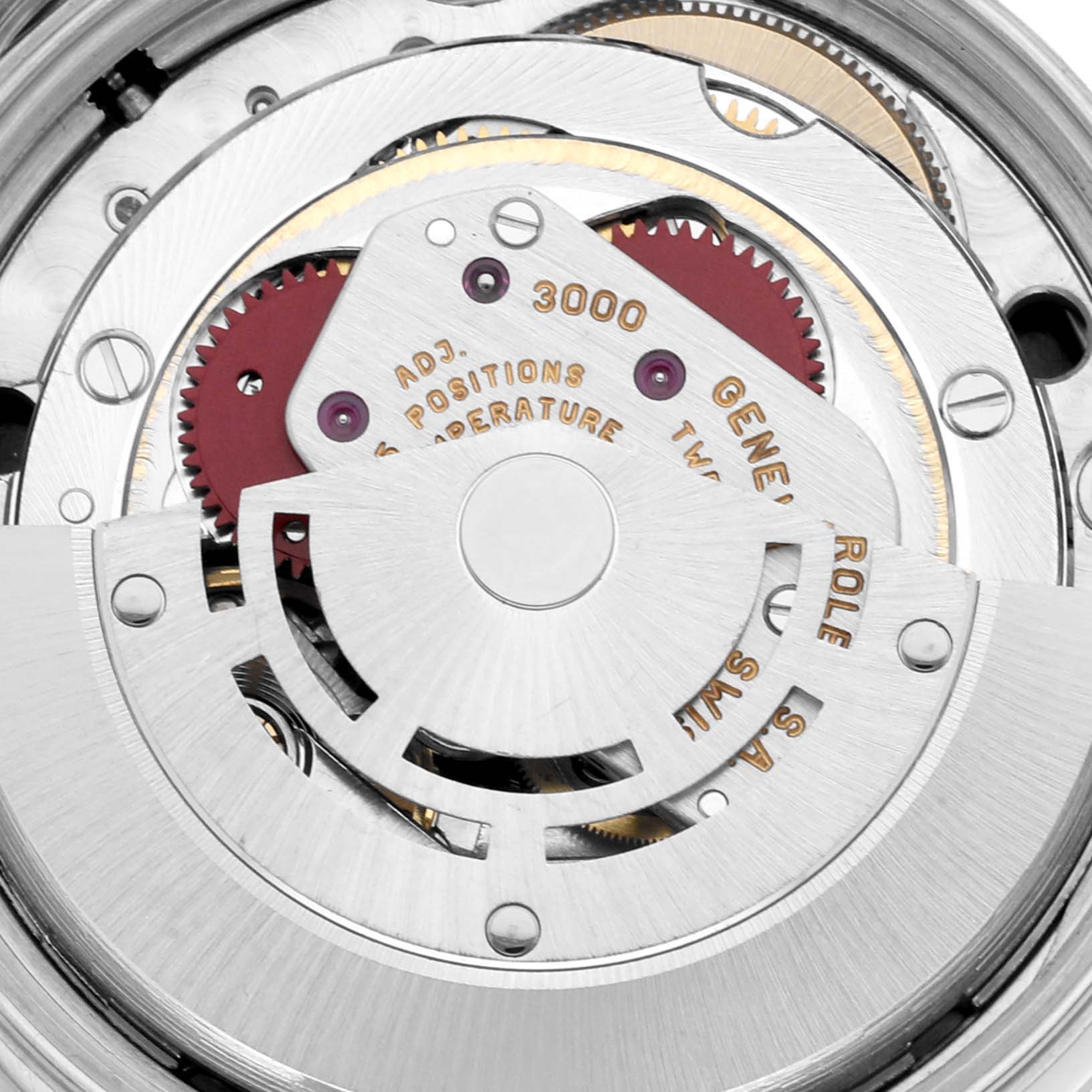 This image shows the internal mechanism of a Rolex Air-King 14010 Men's Stainless Steel Black Dial 14010 Men's Stainless Steel Black Dial watch, highlighting its gears and components.