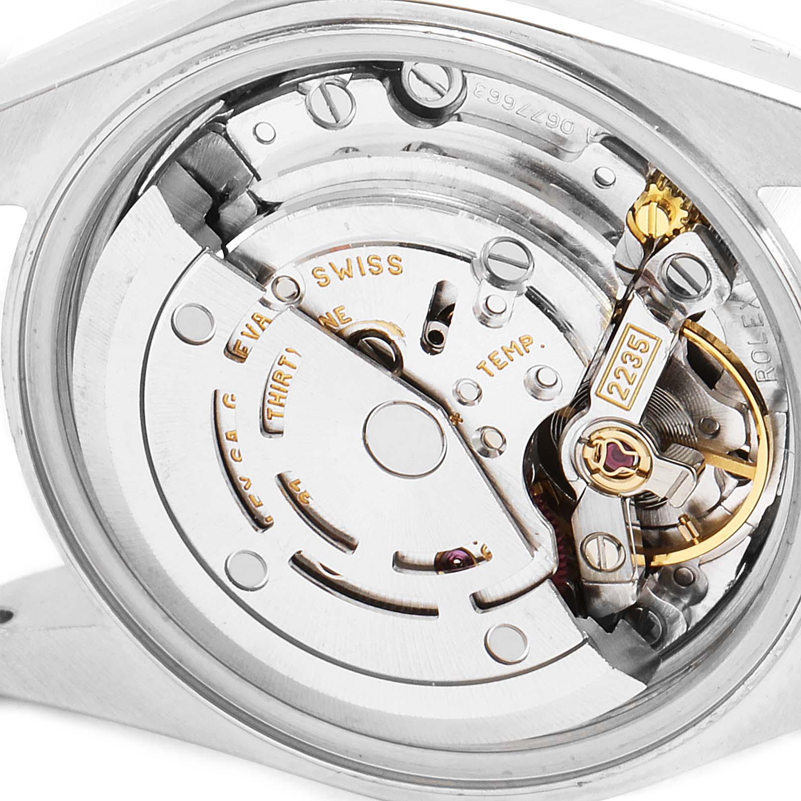 The image shows a close-up view of the movement mechanism inside the Rolex Datejust 79240 Women's Stainless Steel Silver Dial 79240 Women's Stainless Steel Silver Dial watch.