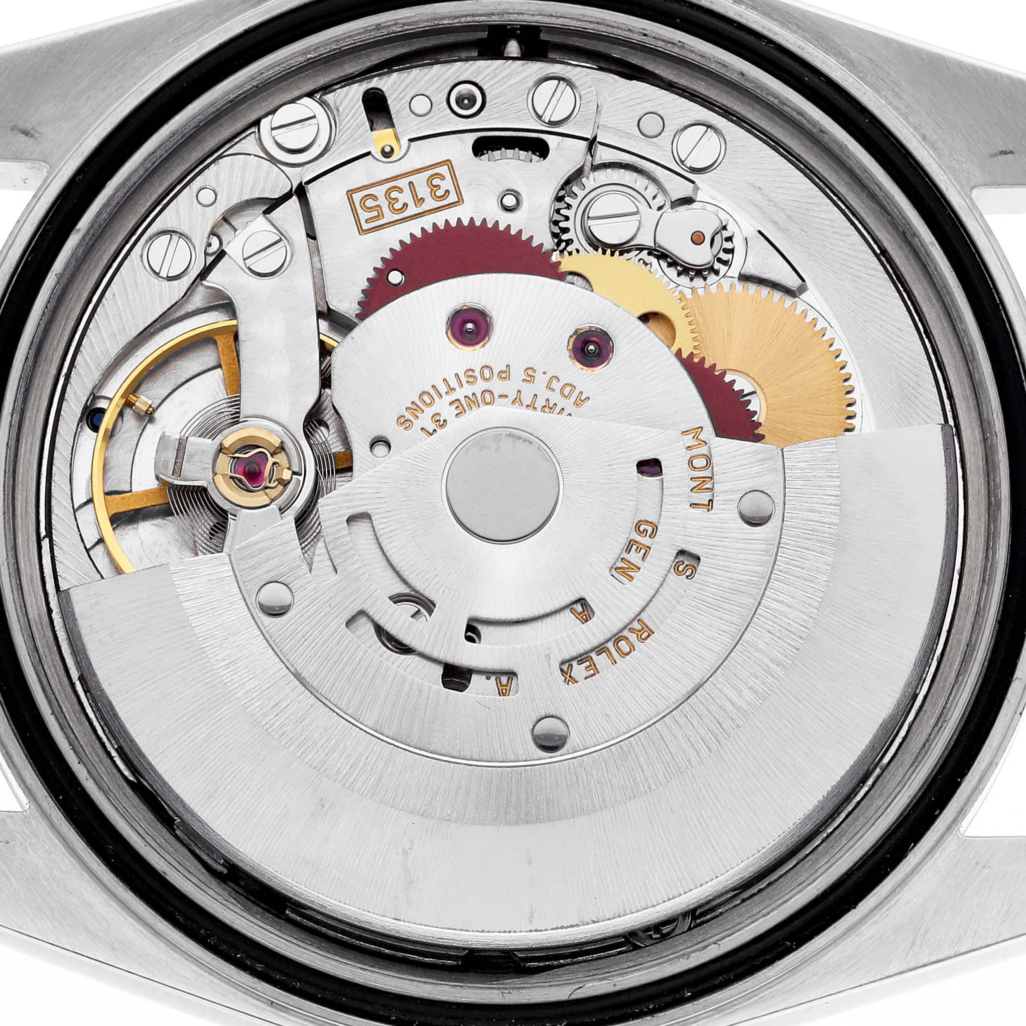 This image shows the movement and inner mechanism of a Rolex Datejust 16234 Men's Stainless Steel Silver Dial 16234 Men's Stainless Steel Silver Dial watch from a top-down angle.