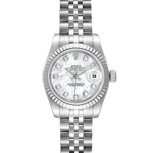 Photo of Rolex Datejust Steel White Gold Mother of Pearl Diamond Ladies Watch 179174