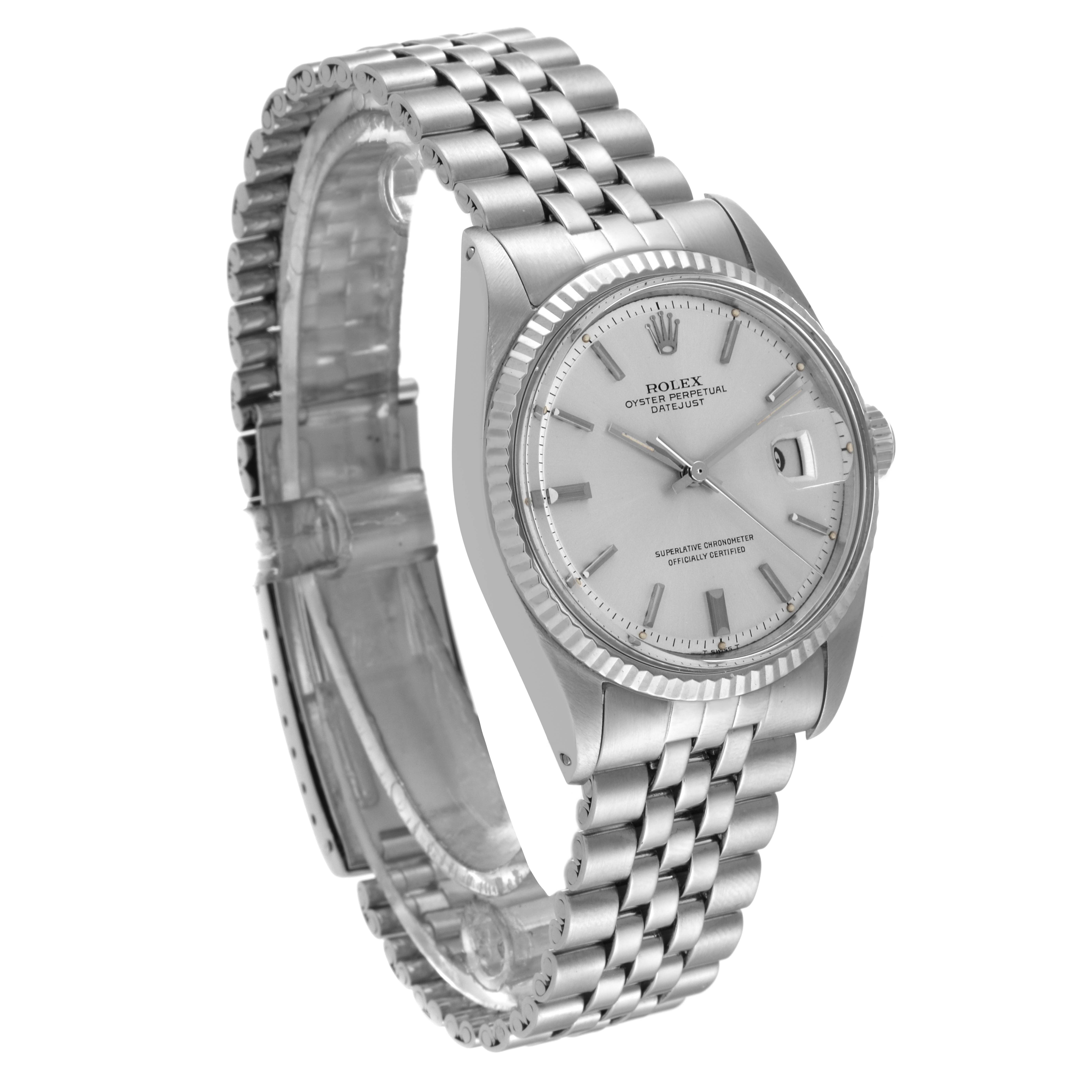 The Vintage Collection Rolex watch is shown at a three-quarter angle, displaying the face, crown, and metal band.