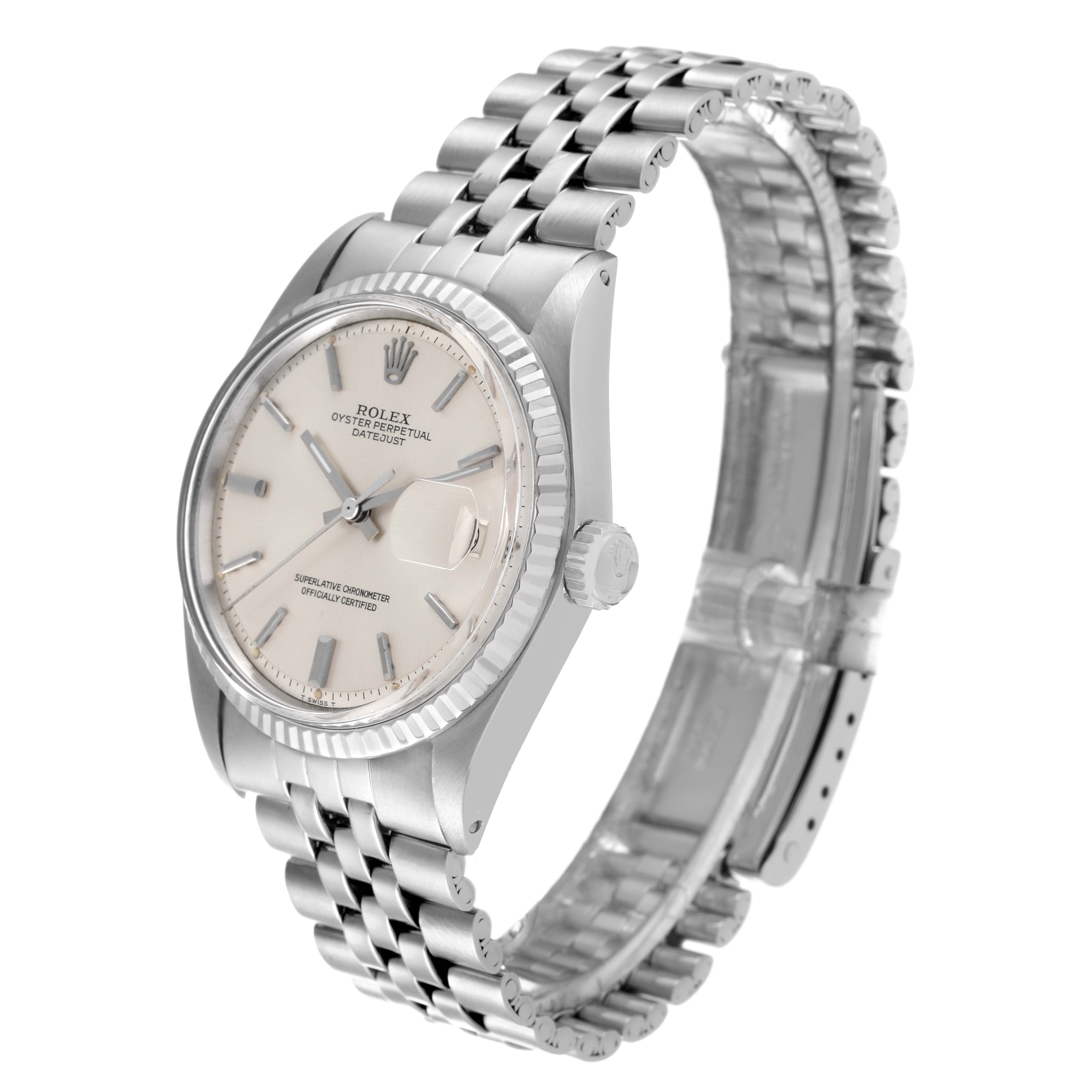 The image shows a Rolex Vintage Collection 1601 Men's Stainless Steel Silver Dial 1601 Men's Stainless Steel Silver Dial watch at a slight angle, highlighting the face, bezel, crown, and bracelet.