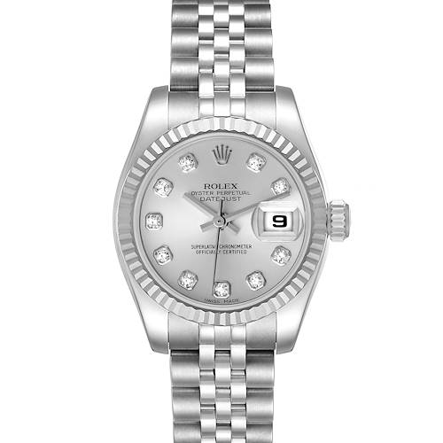 Photo of Rolex Datejust Steel White Gold Silver Diamond Dial Ladies Watch 179174