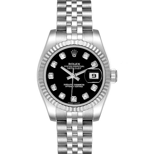Photo of Rolex Datejust White Gold Black Diamond Dial Ladies Watch 179174