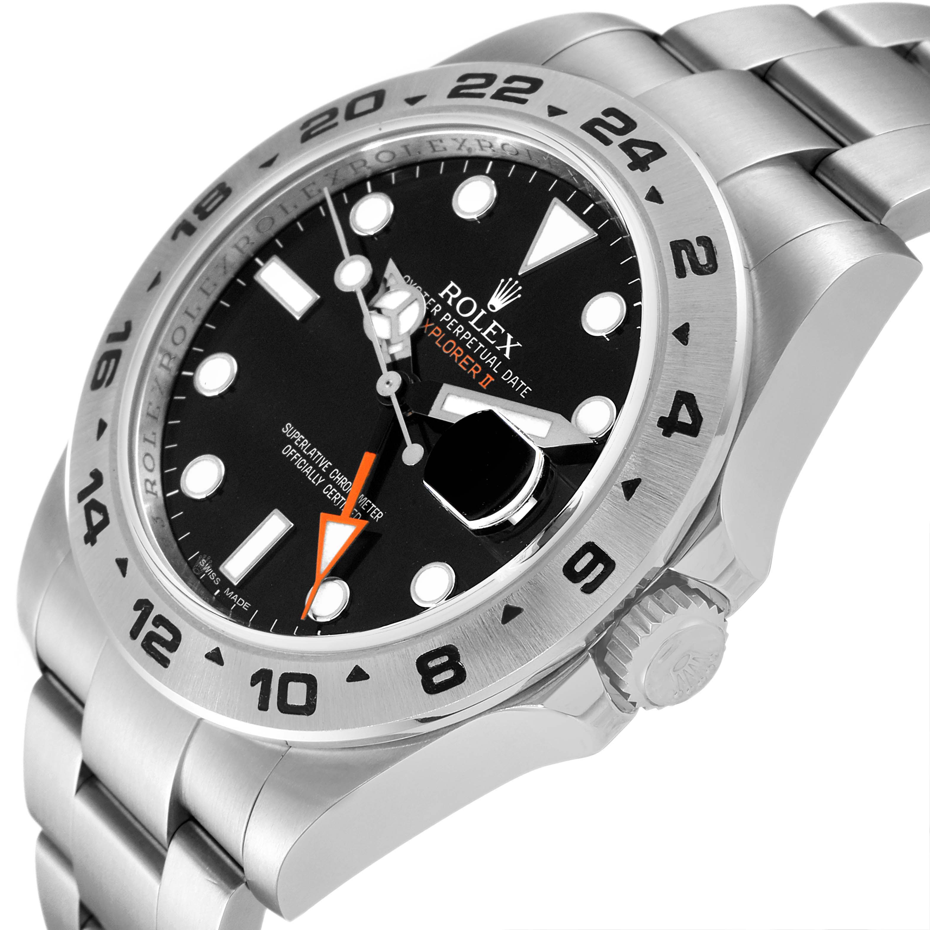 The image shows a side view and partial front view of the Rolex Explorer 216570 Men's Stainless Steel Black Dial 216570 Men's Stainless Steel Black Dial watch, highlighting its bezel, dial, and bracelet.