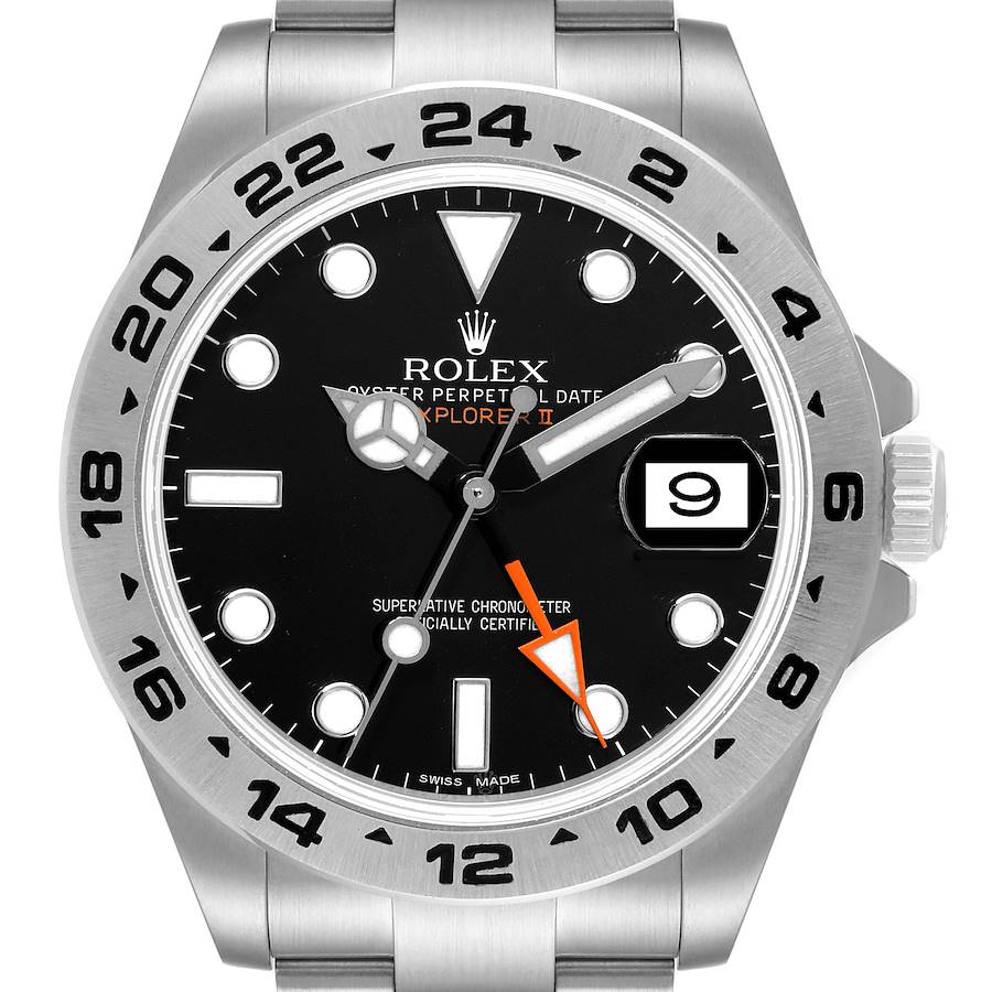 Rolex Explorer II 42 Black Dial Orange Hand Mens Watch 216570 Box Card SwissWatchExpo