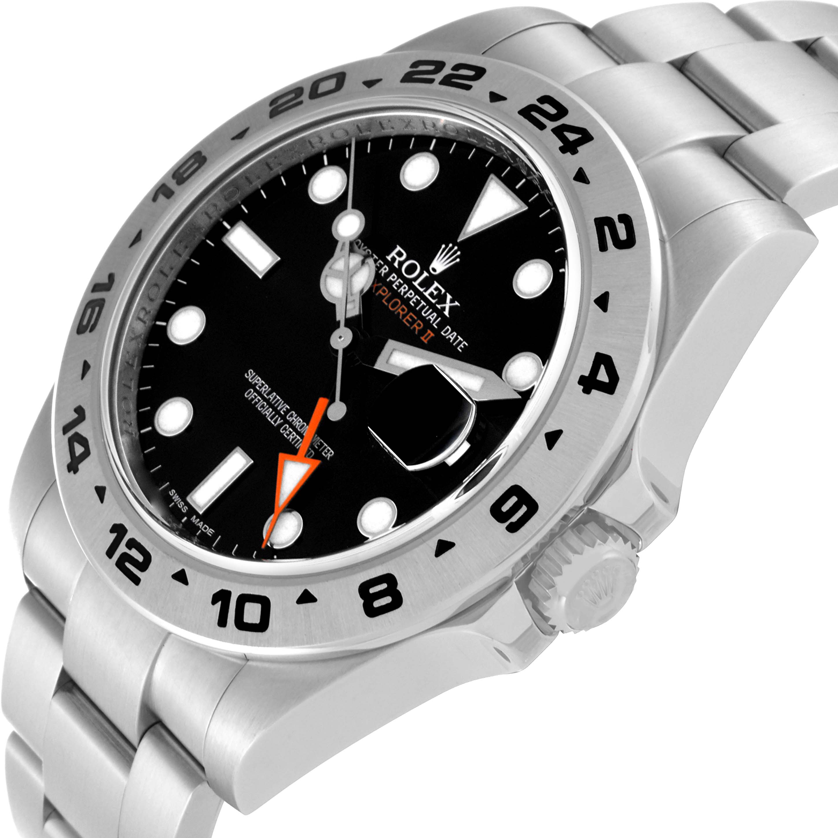 The Rolex Explorer 216570 Men
s Stainless Steel Black Dial 216570 Men
s Stainless Steel Black Dial watch is shown at an angle displaying the face, bezel, crown, and part of the bracelet.