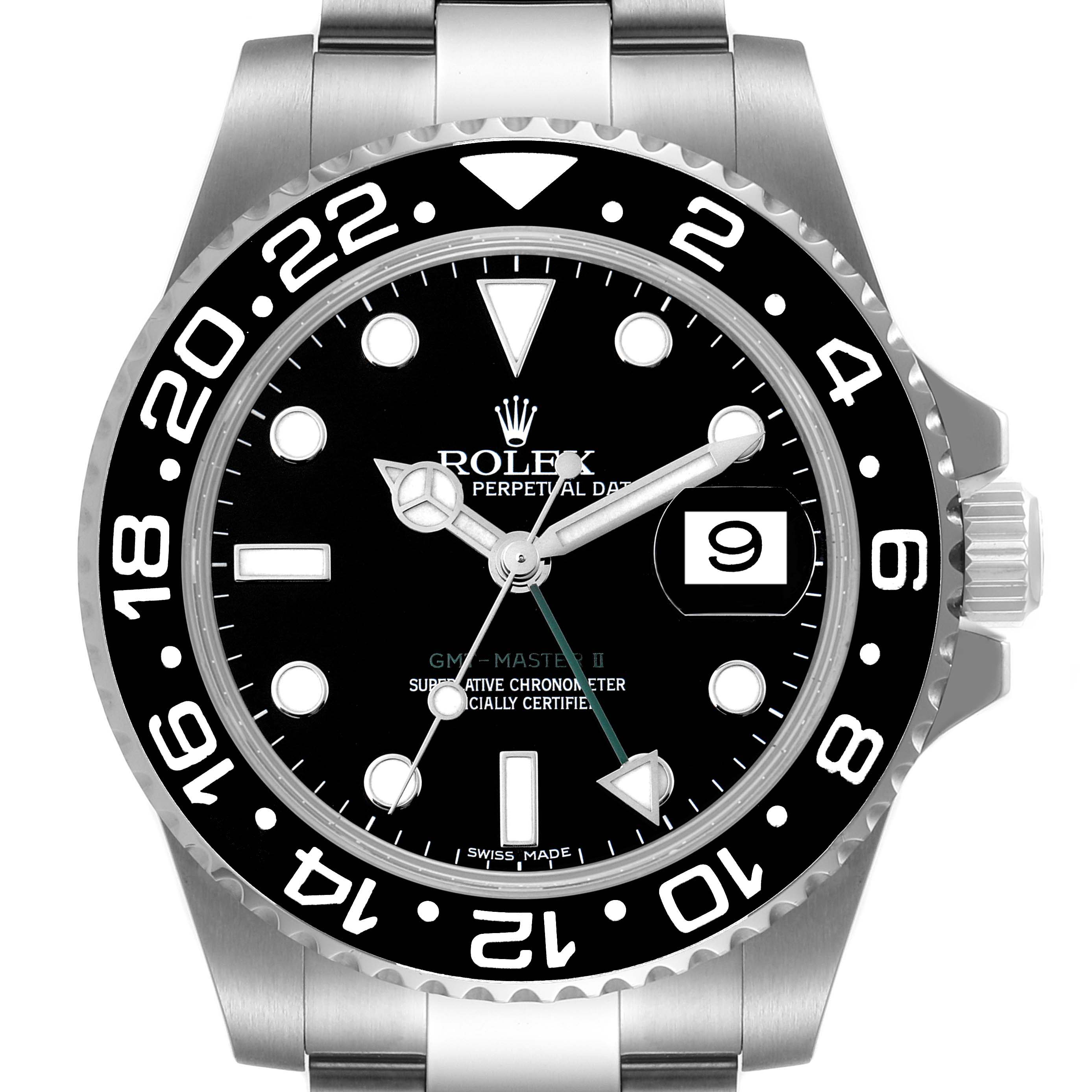 Rolex GMT Master II Black Dial Bezel Steel Mens Watch 116710 Box Card