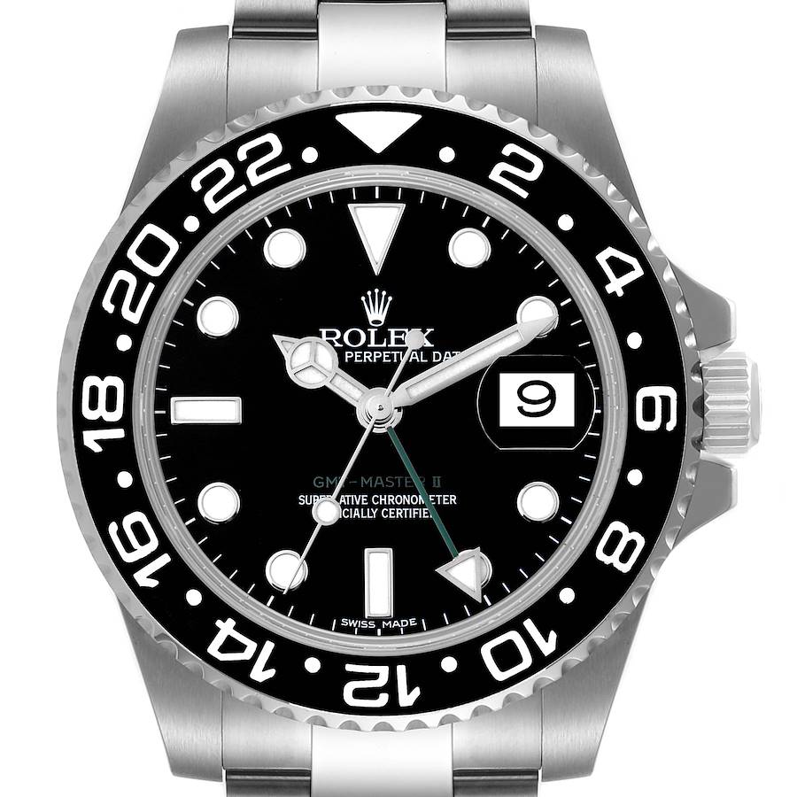 Rolex GMT Master II Black Dial Bezel Steel Mens Watch 116710 Box Card SwissWatchExpo