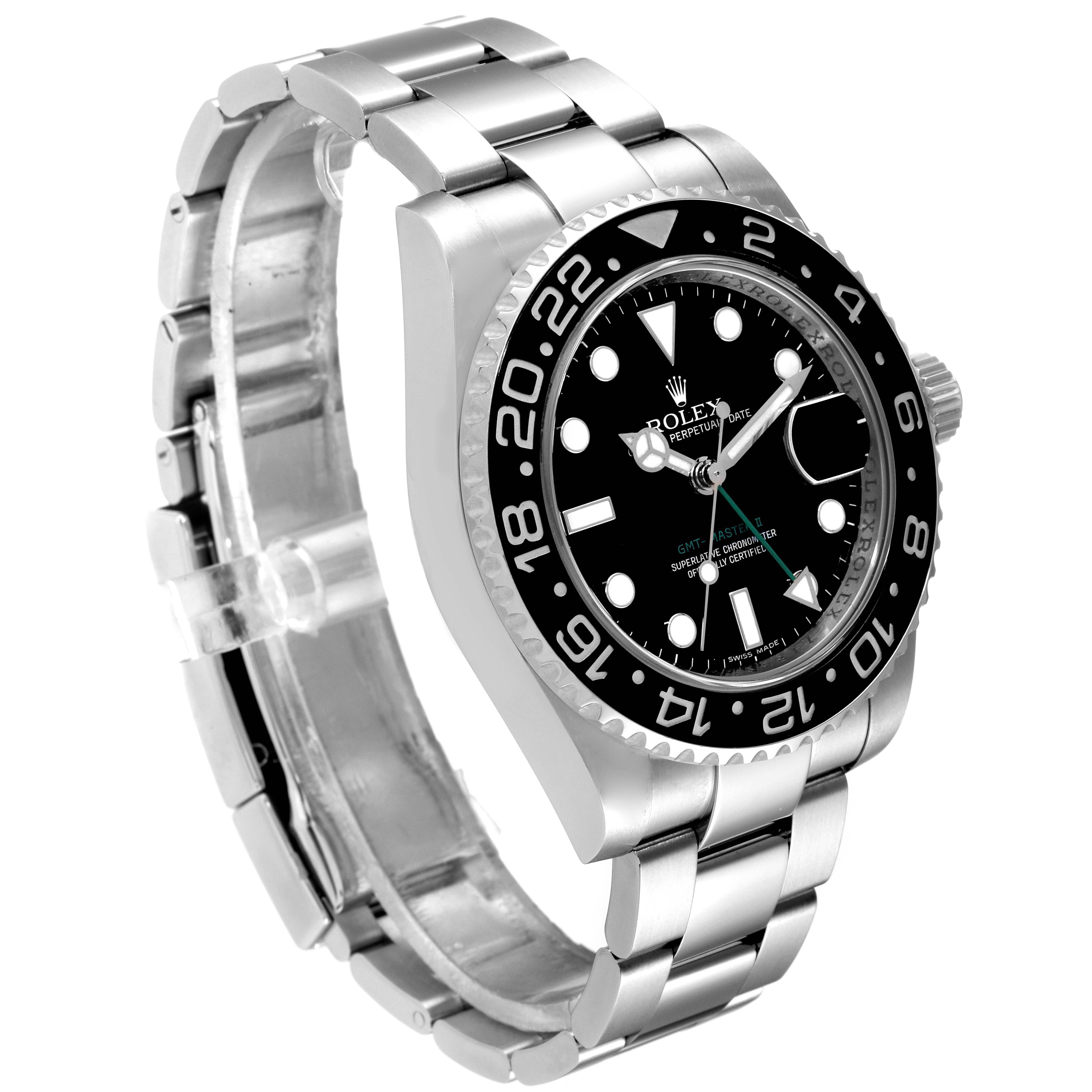 Rolex GMT Master II Black Dial Bezel Steel Mens Watch 116710 Box Card SwissWatchExpo