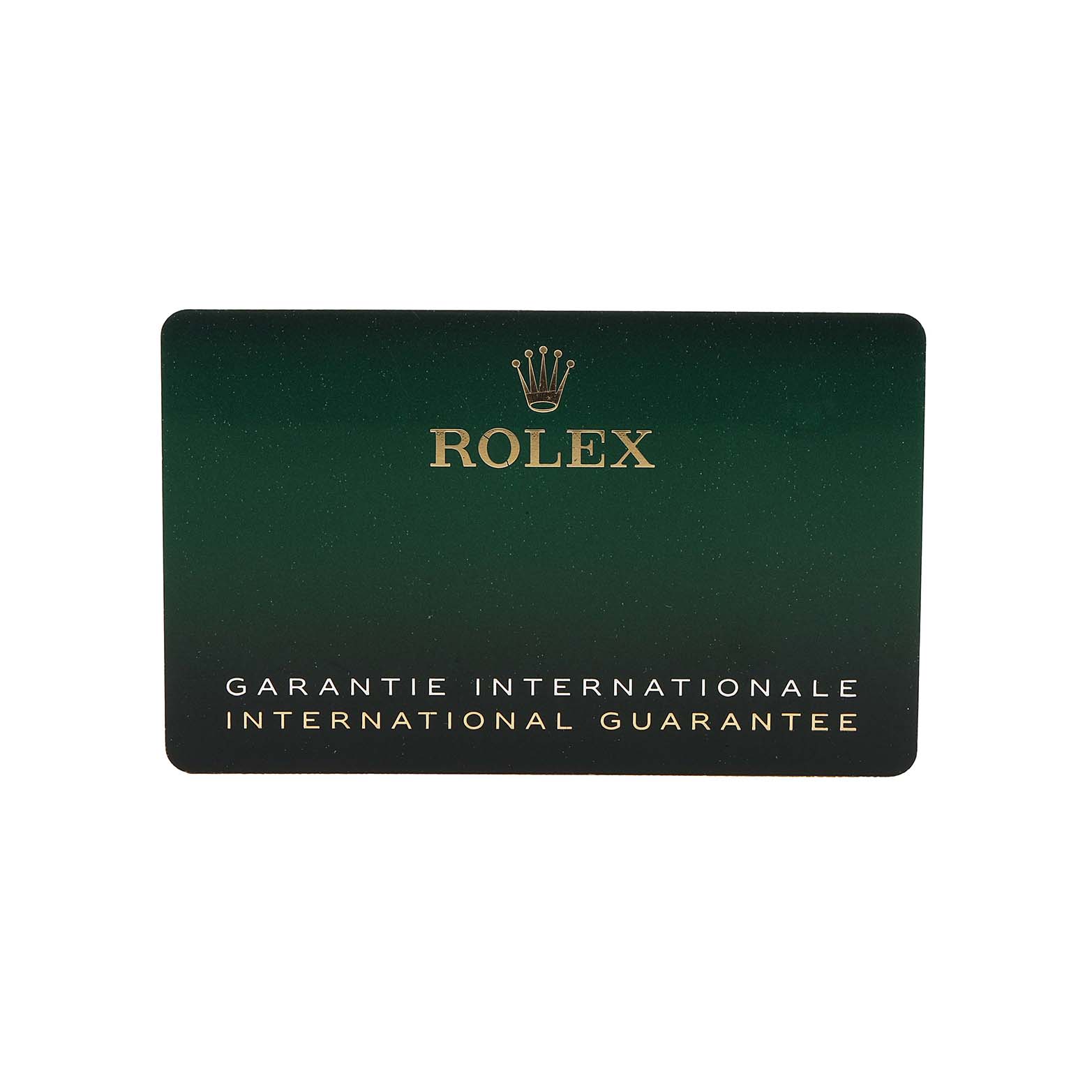 The image shows a Rolex international guarantee card for the GMT-Master model.