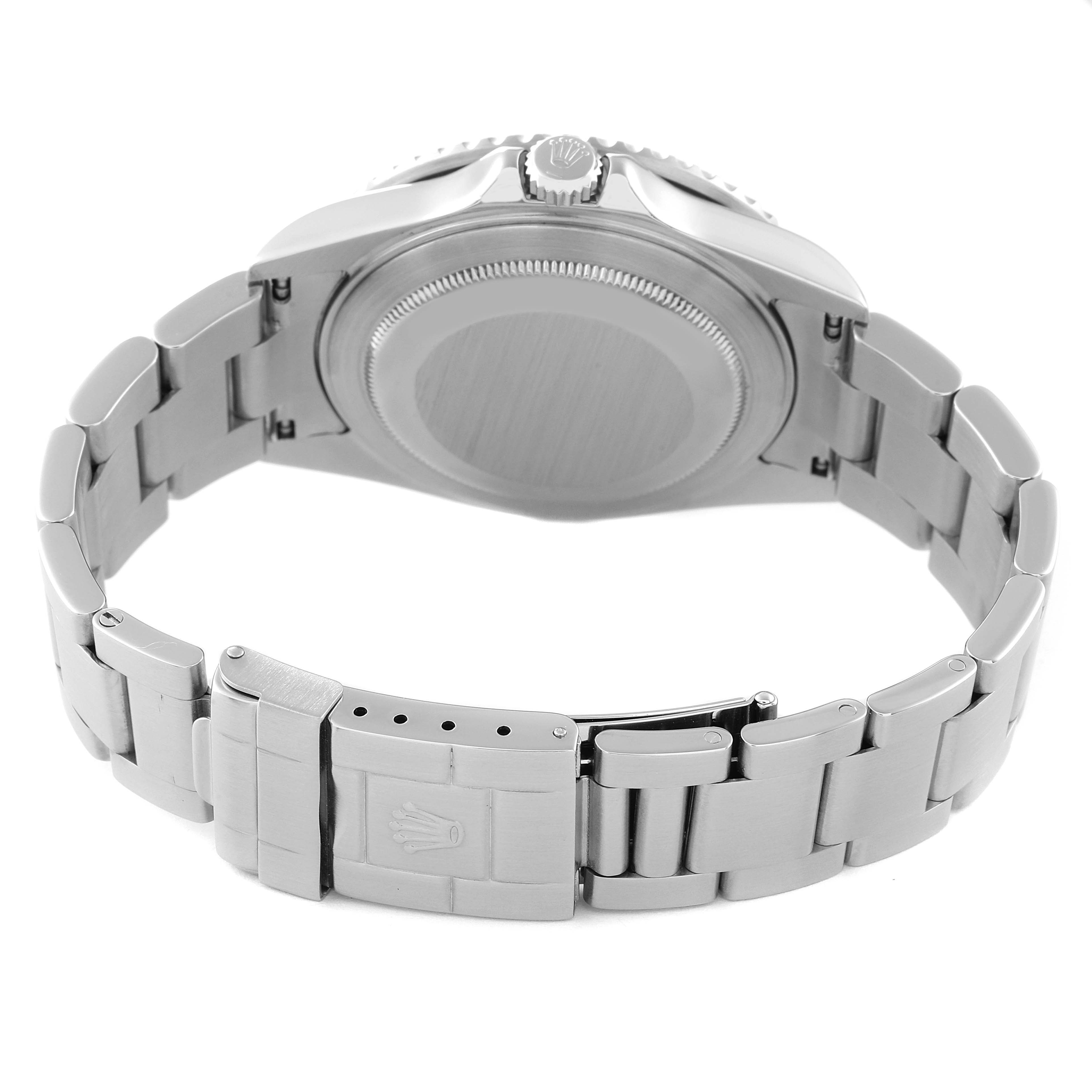 The image shows the case back, crown, and bracelet of a Rolex GMT-Master 16710 Men's Stainless Steel Black Dial 16710 Men's Stainless Steel Black Dial watch from a rear angle.