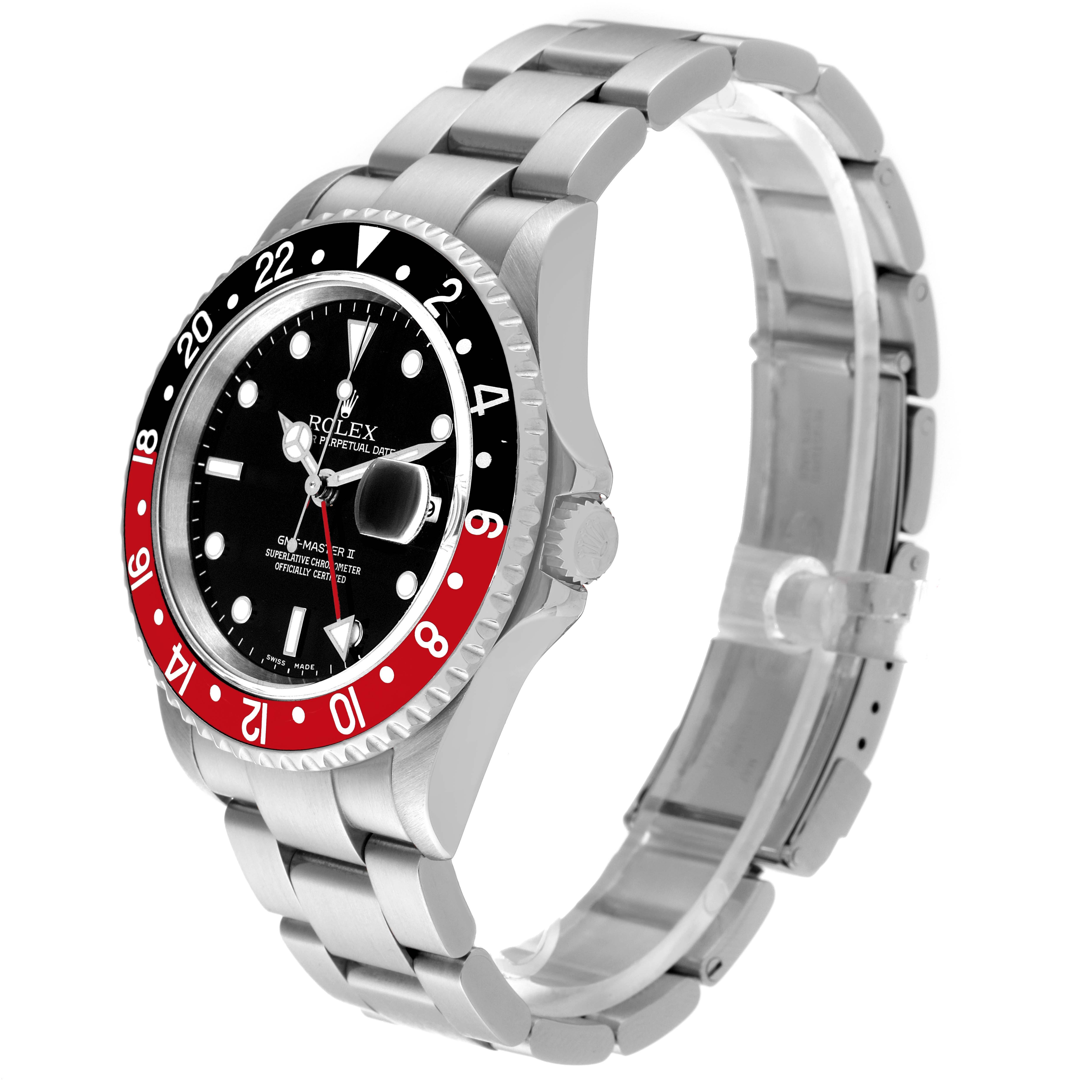 The image shows a Rolex GMT-Master 16710 Men's Stainless Steel Black Dial 16710 Men's Stainless Steel Black Dial watch at a three-quarter angle, displaying its bezel, dial, and bracelet prominently.