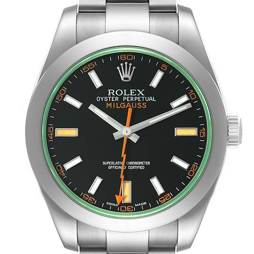 Photo of Rolex Milgauss Black Dial Green Crystal Steel Mens Watch 116400GV