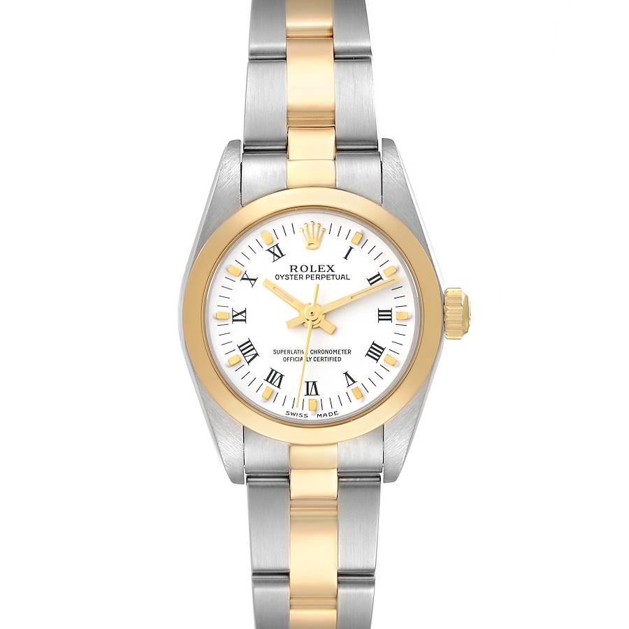 Rolex Oyster Perpetual White Dial Steel Yellow Gold Ladies Watch 76183 SwissWatchExpo
