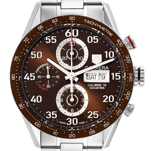 Photo of Tag Heuer Carrera Day-Date Brown Dial Automatic Mens Watch CV2A12 Box Card