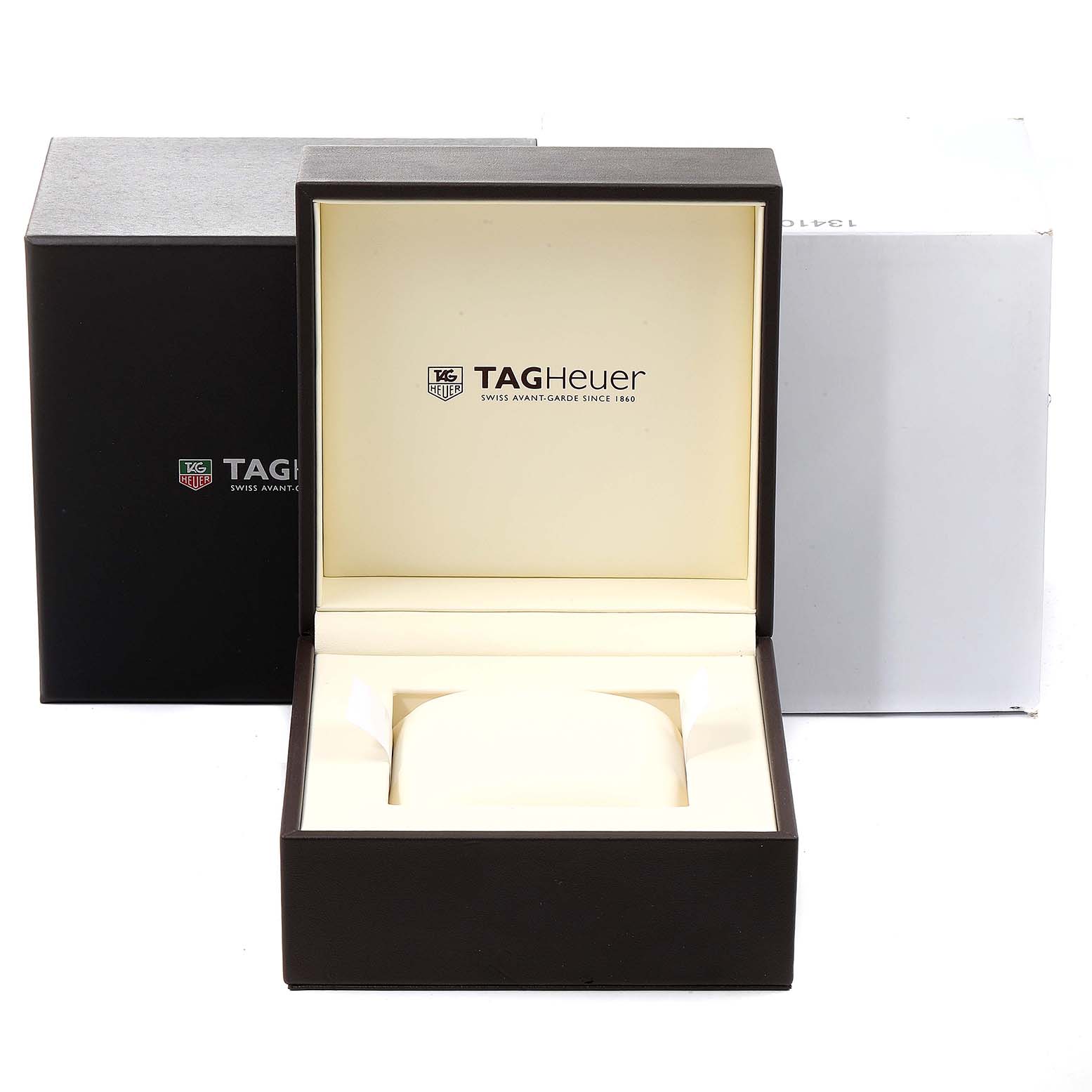 The image shows an open Tag Heuer Monaco CW2113.BA0780 Men
s Stainless Steel Blue Dial CW2113.BA0780 Men
s Stainless Steel Blue Dial watch box with the brand name visible inside.