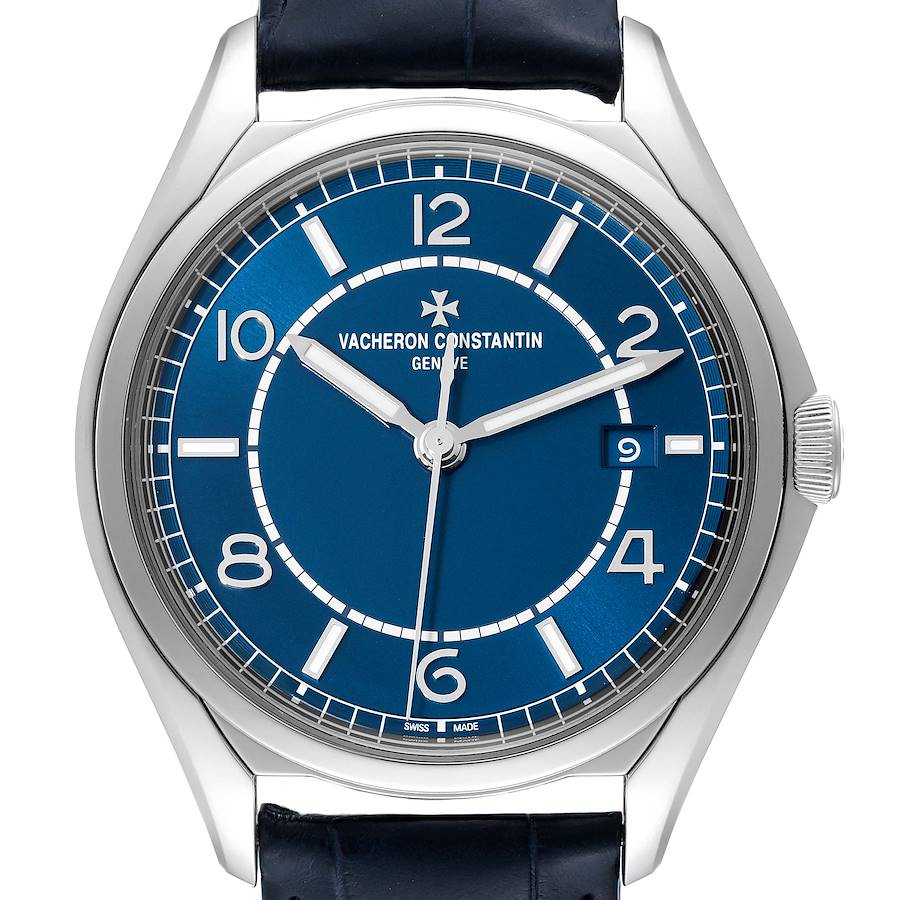 Vacheron Constantin Fiftysix  Blue Dial Steel Mens Watch 4600E Box Card SwissWatchExpo