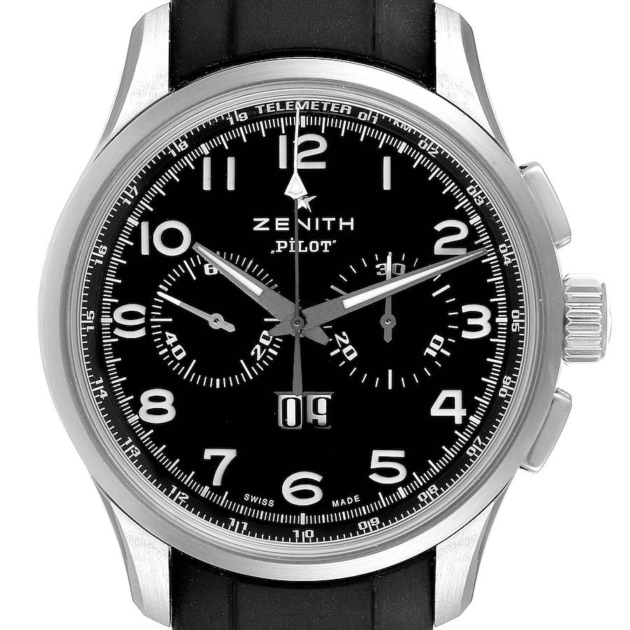Zenith Pilot Big Date Chronograph Steel Mens Watch 03.2410.4010 SwissWatchExpo