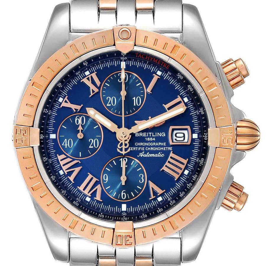 Breitling Chronomat Evolution Steel Rose Gold Mens Watch C13356 Box Papers SwissWatchExpo